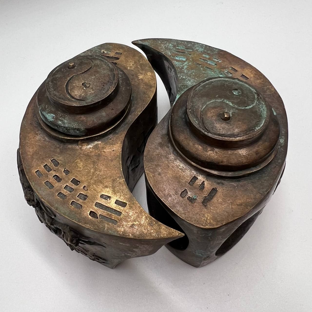 Vintage Yin Yang Antique Chinese Pair Teapot Draggon Phoenix Marked Size ONE SIZE - 5 Thumbnail