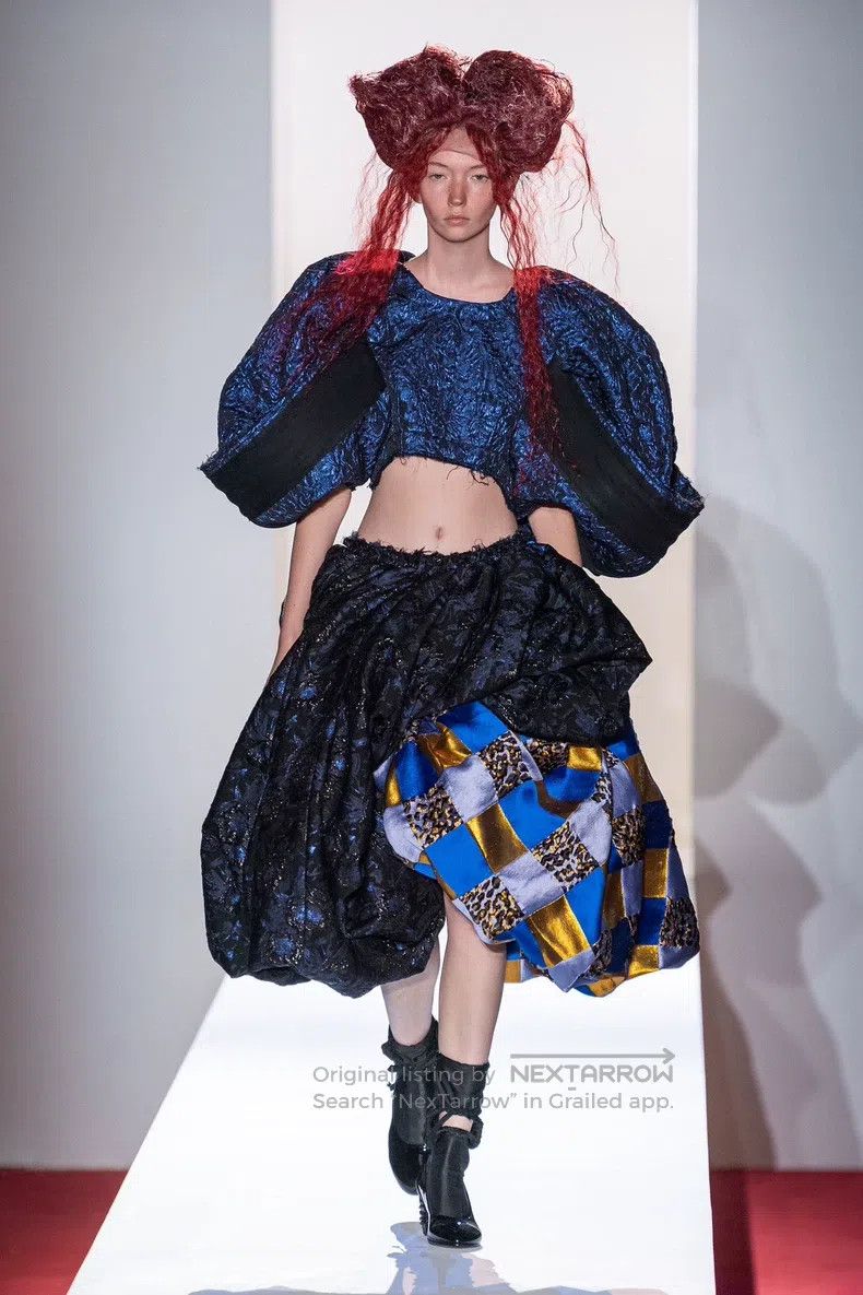 Comme des Garcons Comme Des Garcons Blue Embossed Flower Suspender Skirt Size S / US 4 / IT 40 - 8 Thumbnail
