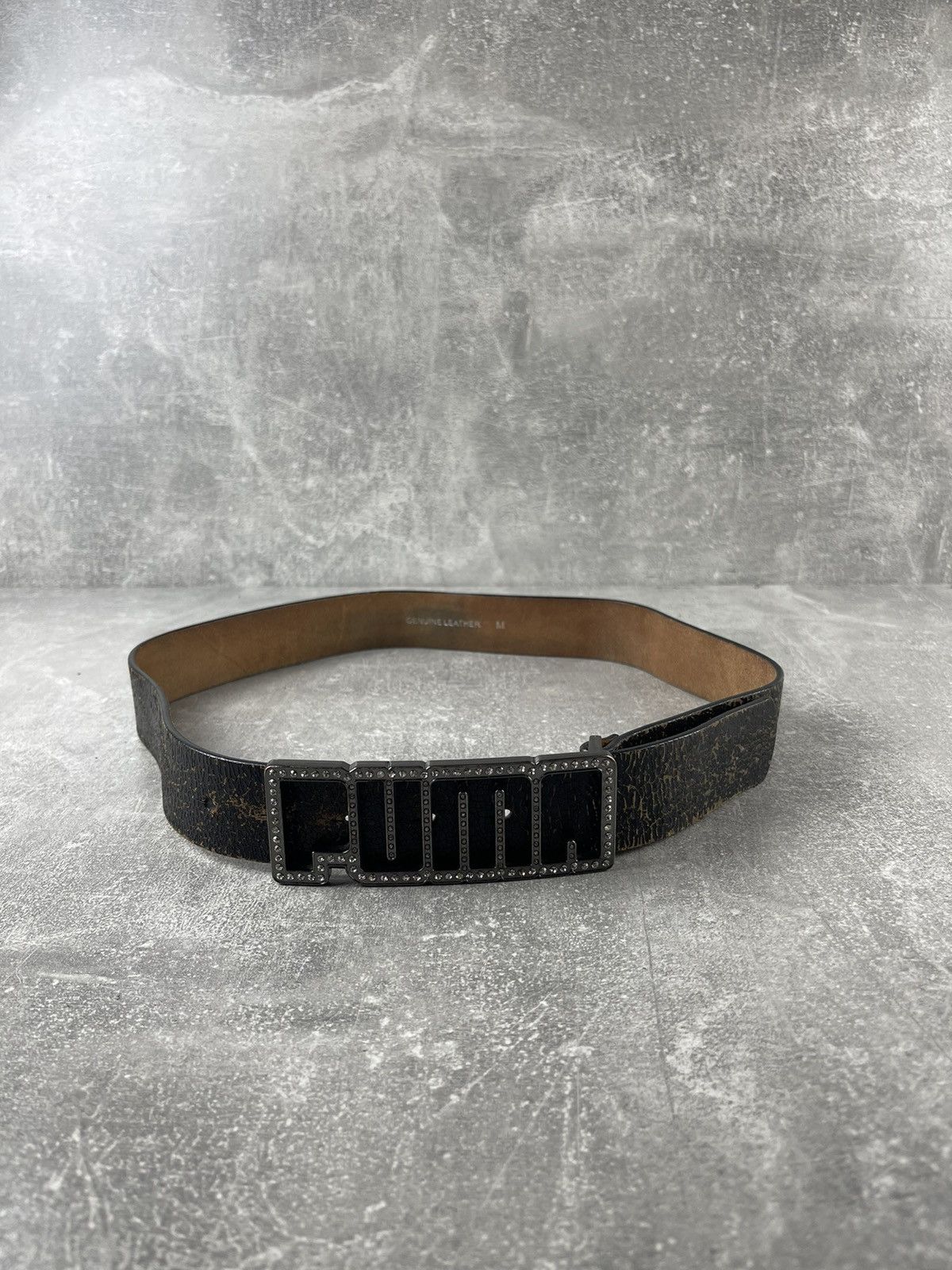 Puma Puma Genuine Leather Logo Buckle Belt Black Size M 2000s Size ONE SIZE - 2 Thumbnail