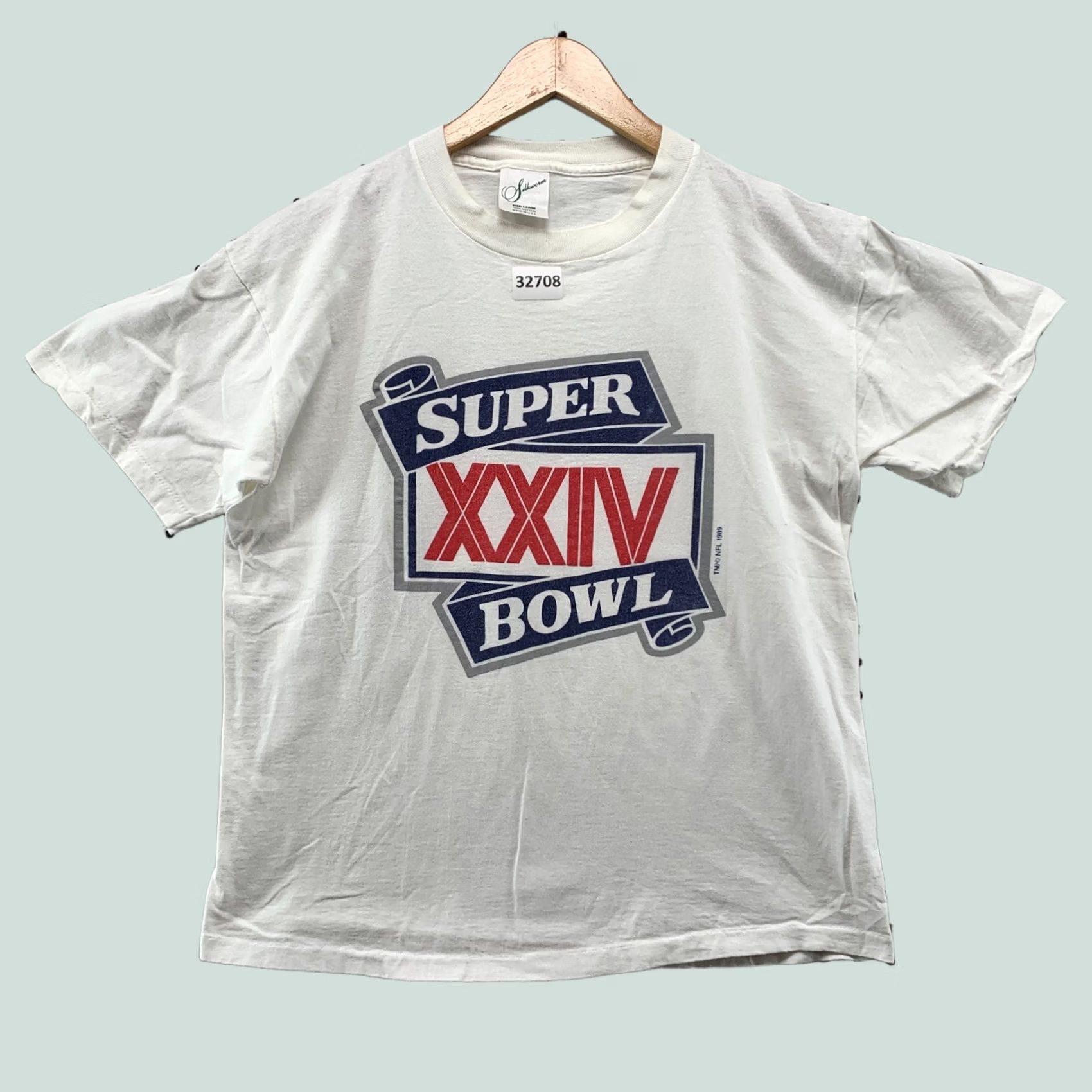 NFL VINTAGE NFL Super Bowl XXIV Shirt White Mens L USA 20.5x25 80s Single Stitch Nike? Size US L / EU 52-54 / 3 - 1 Thumbnail