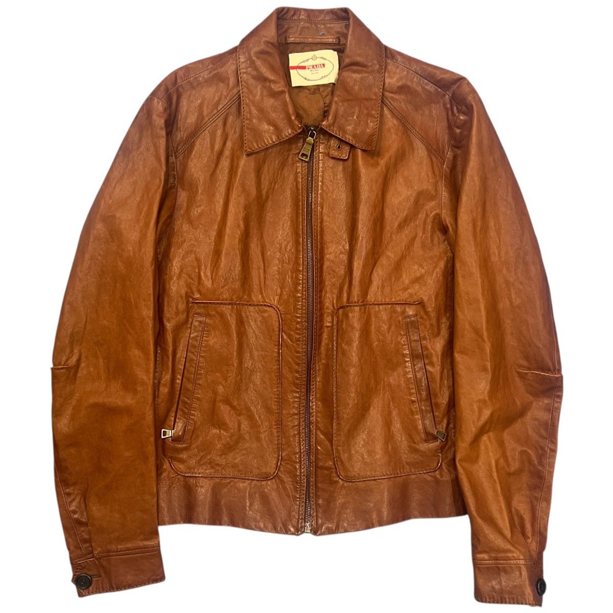 Prada PRADA Vintage Leather Zip-up Jacket Size US M / EU 48-50 / 2 - 1 Thumbnail
