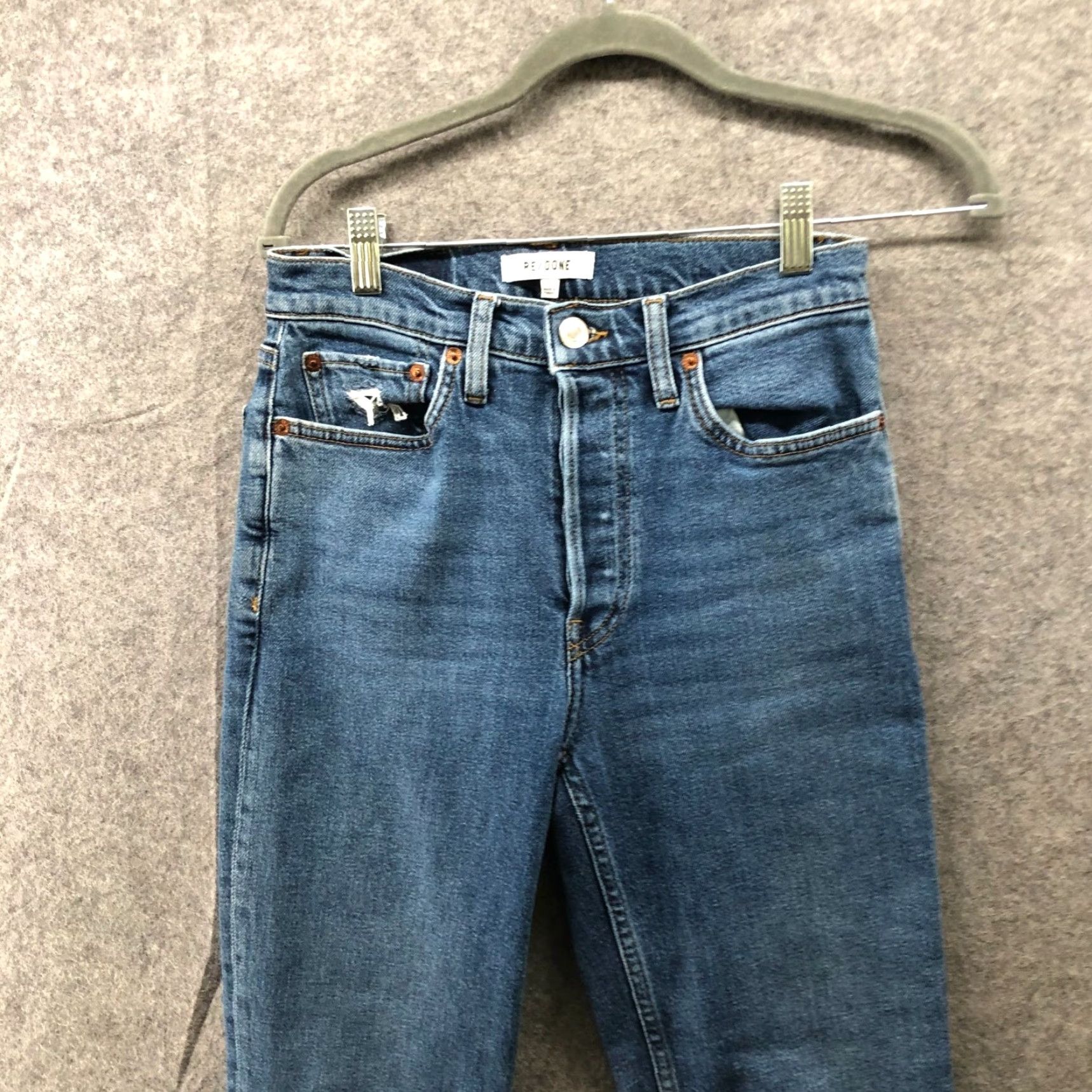 RE/DONE VINTAGE Re/Done 90s High Rise Ankle Crop Jeans Womens 26 Dark Stone Button Fly Blue Size 26" / US 2 / IT 38 - 3 Thumbnail