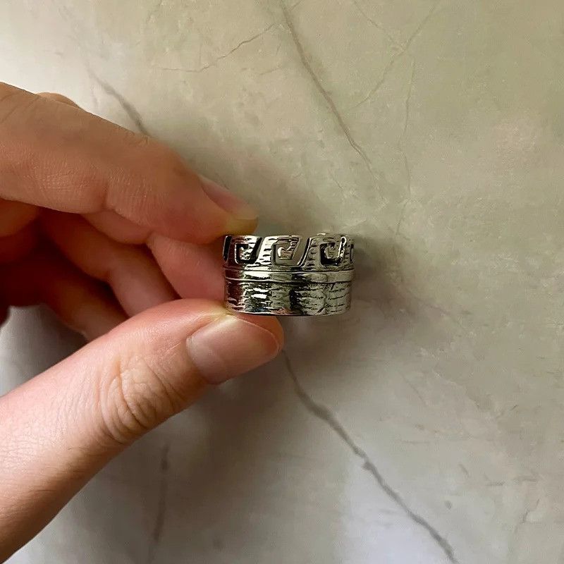 Jewelry x Vintage Feather Wide Ring in Silver, Men's