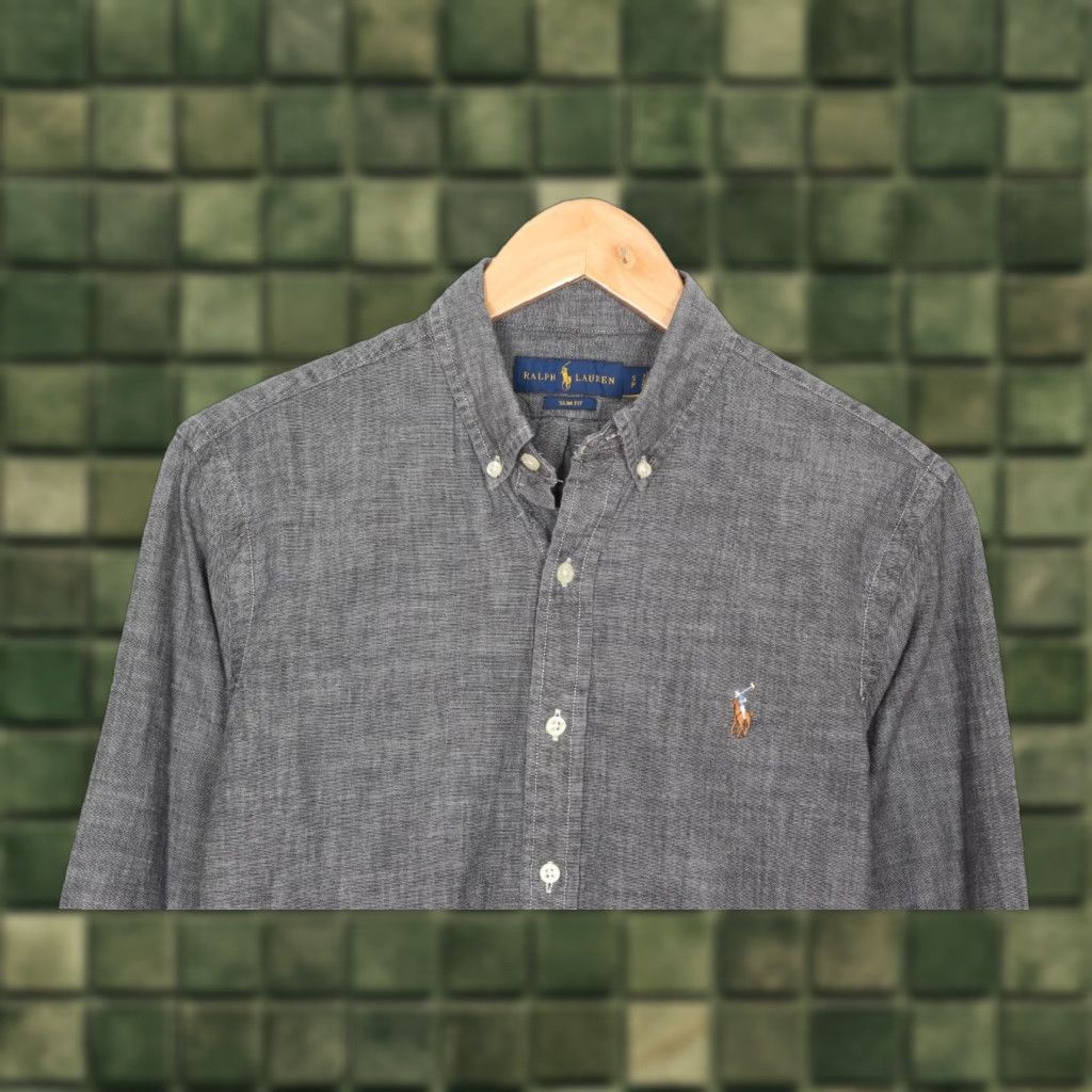 Ralph Lauren RALPH LAUREN Slim Fit Oxford Shirt Men Size S Casual Formal Long Sleeve Grey VR2207 Size 36R - 1 Thumbnail