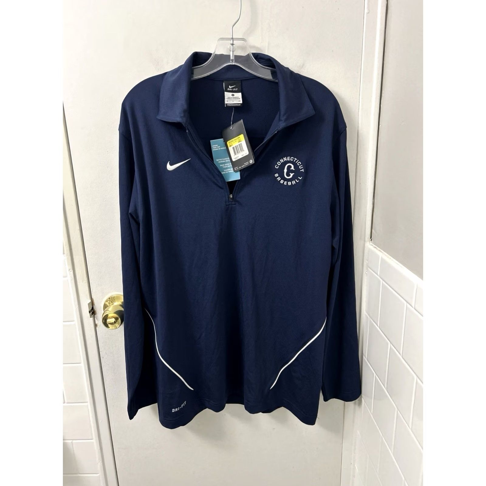 Nike Nike Dri-FIT Elite Long Sleeve Polo Mens S Navy Connecticut UConn 1/4 Zip NWT Size US S / EU 44-46 / 1 - 2 Thumbnail