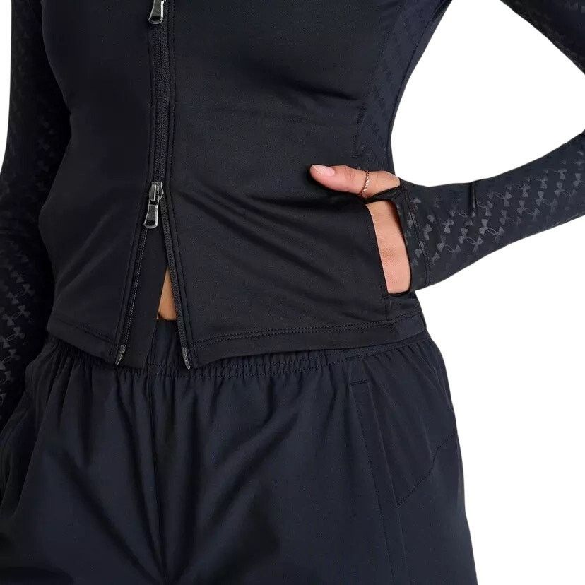 Under Armour Women's Under Armour Emboss Full-Zip Black Jacket - Size S Size S / US 4 / IT 40 - 6 Thumbnail