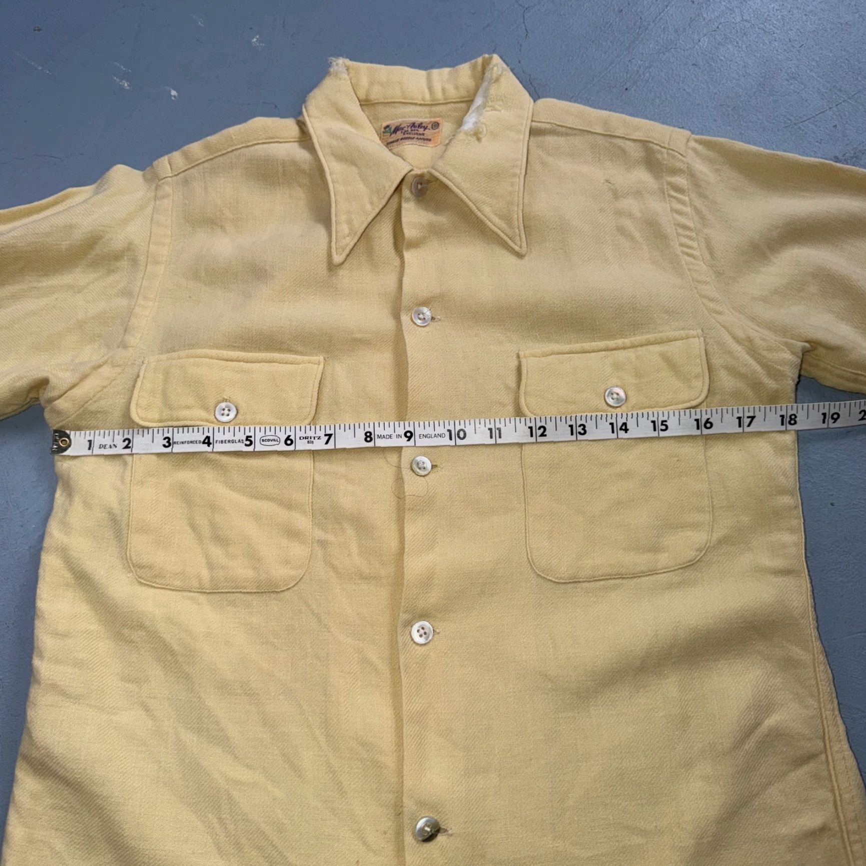 Buttero VINTAGE Rockabilly Shacket Shirt 1950s Butter Yellow 2-Pocket Button-Front Cotton Long Sleeve S Womens Mens Size US S / EU 44-46 / 1 - 6 Thumbnail
