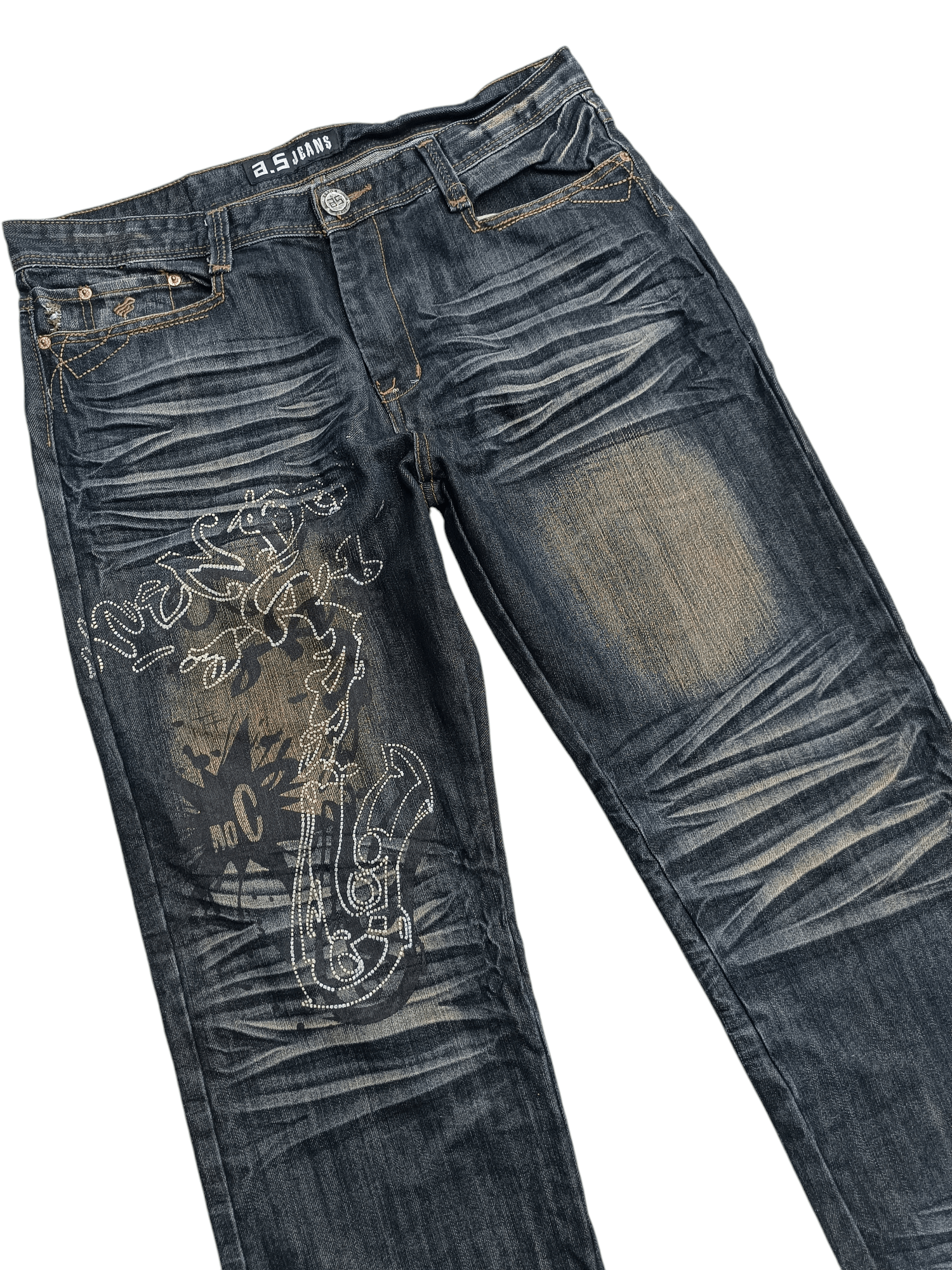 Japanese Brand RARE 🔥 A.S Aston Jeans Whiskers Print & Embroidery Denim Size US 36 / EU 52 - 6 Thumbnail