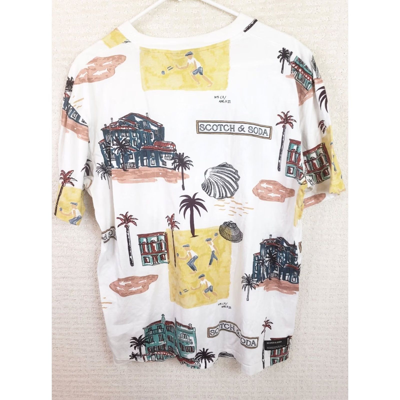 Scotch & Soda SCOTCH & SODA Palm Tree Printed T-Shirt Mens L Endless Summer Tee Tropical Florals Crew Neck Short Sleeve Cotton Knit Green Regular Vintage? Size US L / EU 52-54 / 3 - 7 Thumbnail