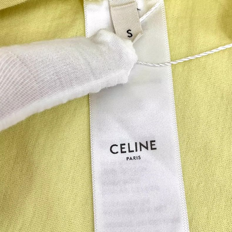 Celine Celine Yellow Logo Cotton Short Sleeve TShirt Size S / US 4 / IT 40 - 7 Thumbnail