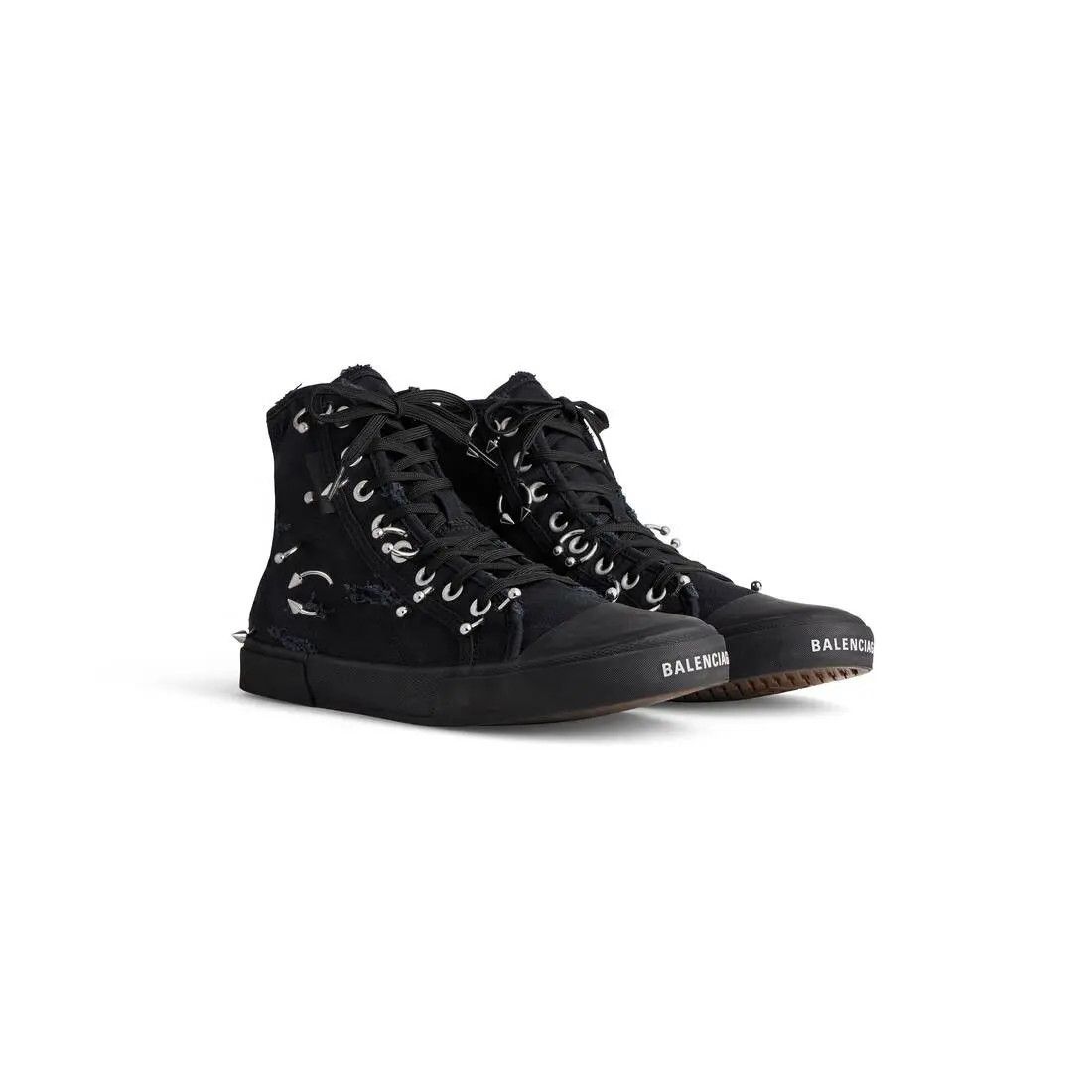 Balenciaga o1mt1gz1224 Paris High Top Sneaker With Piercings in Black Size US 11 / EU 44 - 2 Thumbnail
