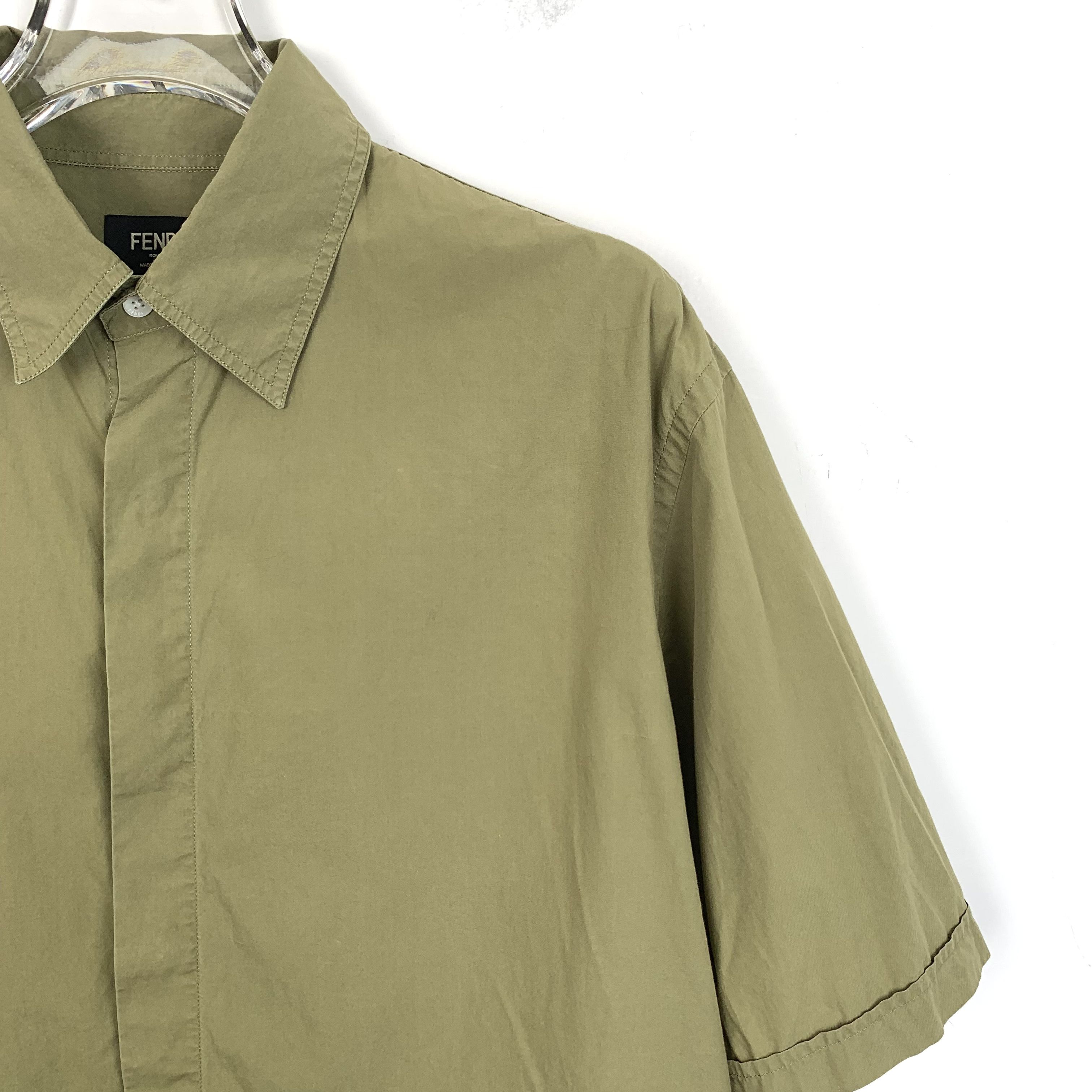 Fendi Fendi Mens Olive Green Short-Sleeve Button-Up Shirt Size US S / EU 44-46 / 1 - 3 Thumbnail