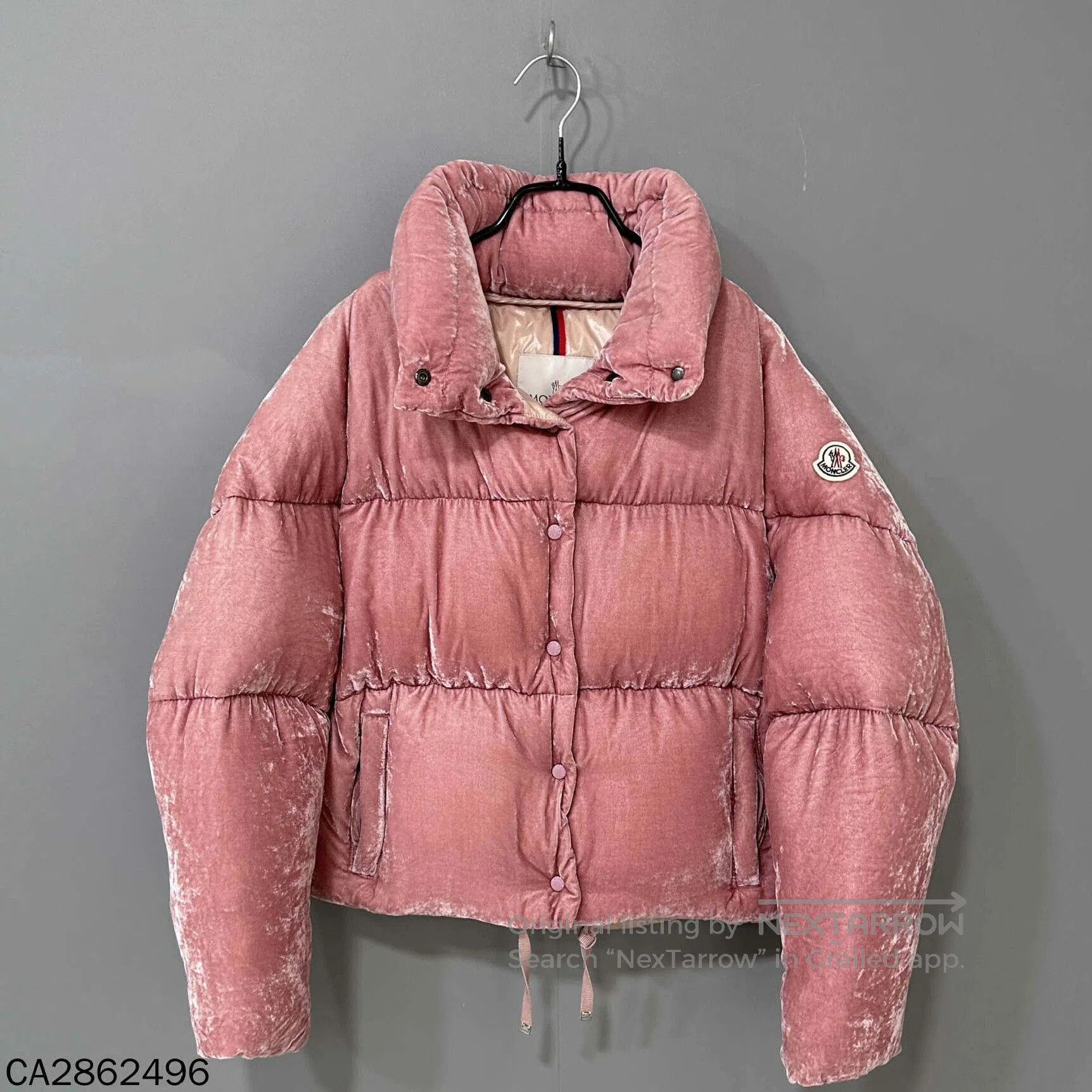 Moncler Peach Pink Velvet Moncler Down Jacket. Size S / US 4 / IT 40 - 1 Thumbnail