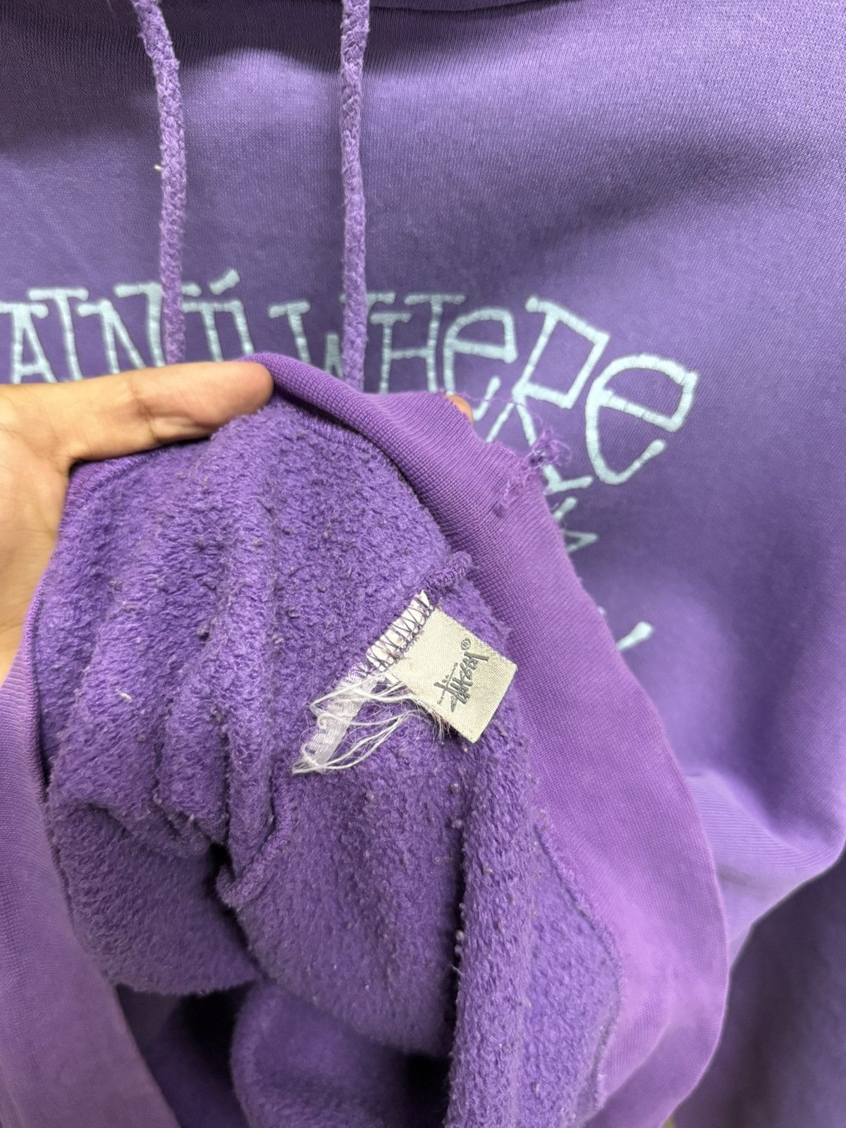 Stussy Distressed 2000s Stussy Wording Hoodie Size US L / EU 52-54 / 3 - 7 Thumbnail
