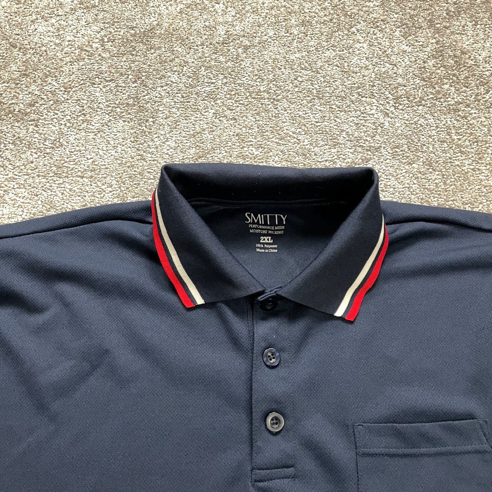 Vintage Smitty Polo Shirt Mens 2XL Navy Blue Short Sleeve Moisture Wicking Jersey Golf Activewear Shirt Size US XXL / EU 58 / 5 - 3 Thumbnail