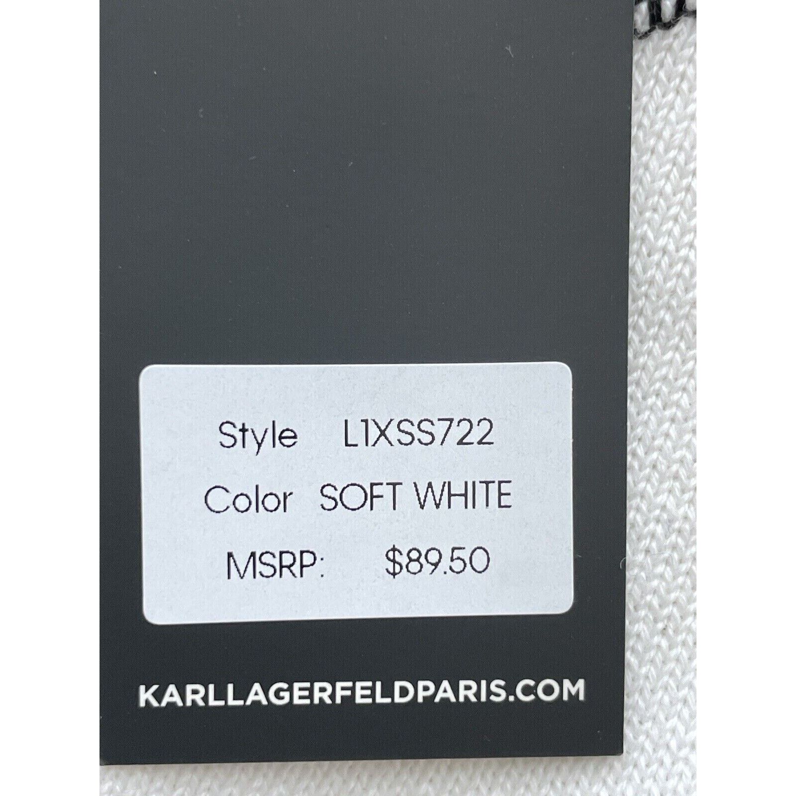 Karl Lagerfeld KARL LAGERFELD WHITE & BLACK SIGNATURE HEART PATCH SWEATER Size L / US 10 / IT 46 - 8 Thumbnail