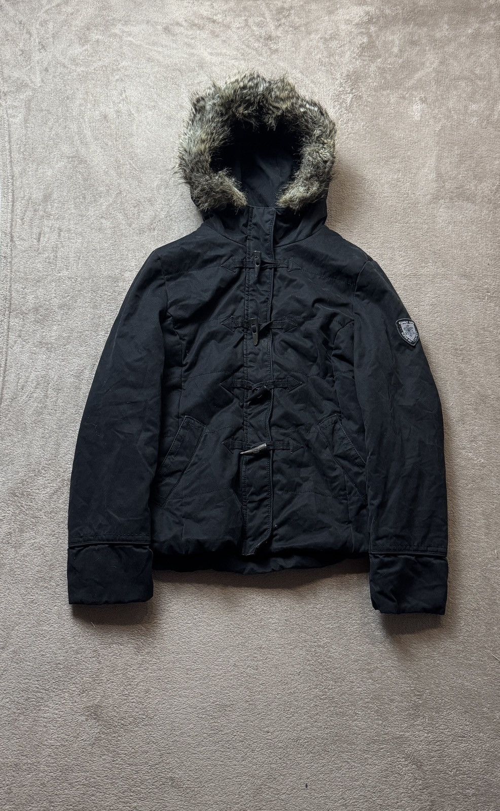 Le Grande Bleu (L.G.B.) Esprit Faded Faux Fur Hood Jacket ifsixwasnine lgb y2k Goa Size US S / EU 44-46 / 1 - 2 Thumbnail