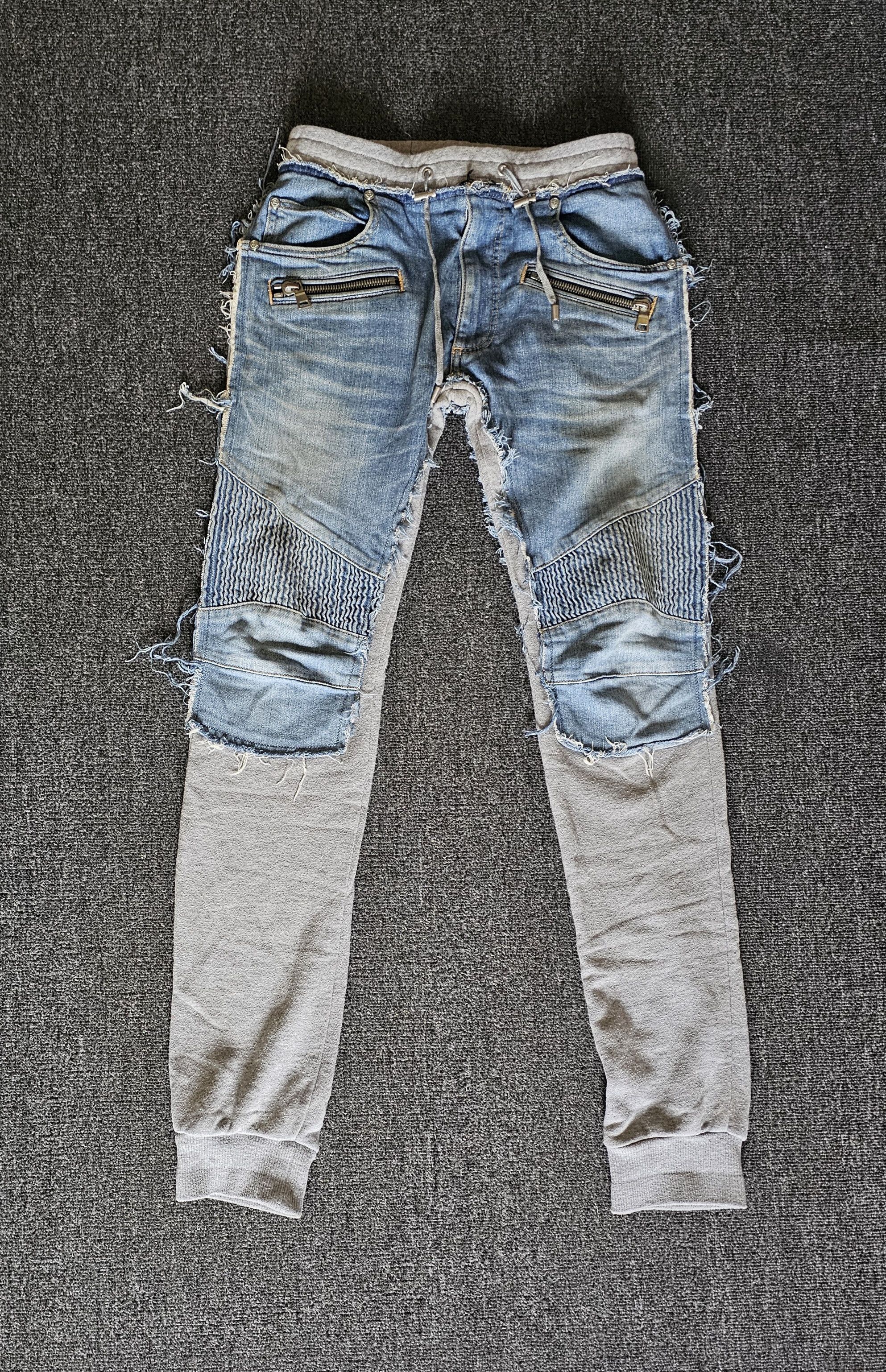 Balmain BALMAIN Men's Denim Patchwork Sweatpants Size XS Size US 29 - 1 Thumbnail
