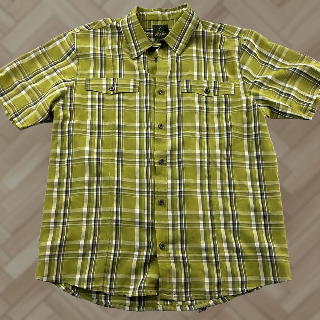 Prana PrAna Short Sleeve Plaid Button-Up Shirt Men's L Green Size US L / EU 52-54 / 3 - 1 Thumbnail