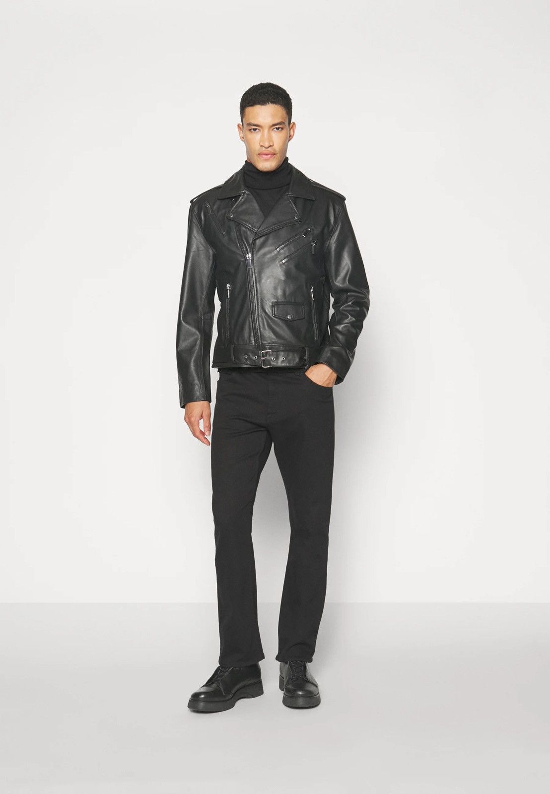 Leather !DS! AW22 Studio ID Biker Black Leather Jacket Size US M / EU 48-50 / 2 - 4 Thumbnail