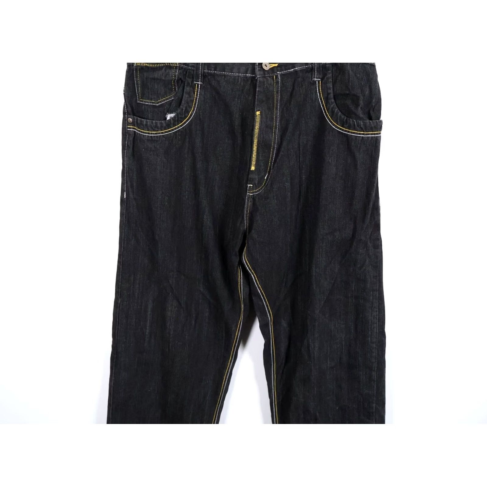 Vintage VINTAGE Evolution in Design Jeans Men 38x32 Baggy Fit 90s Hip Hop Black Yellow VTG Y2K 42/34 Tag Size US 38 / EU 54 - 4 Thumbnail