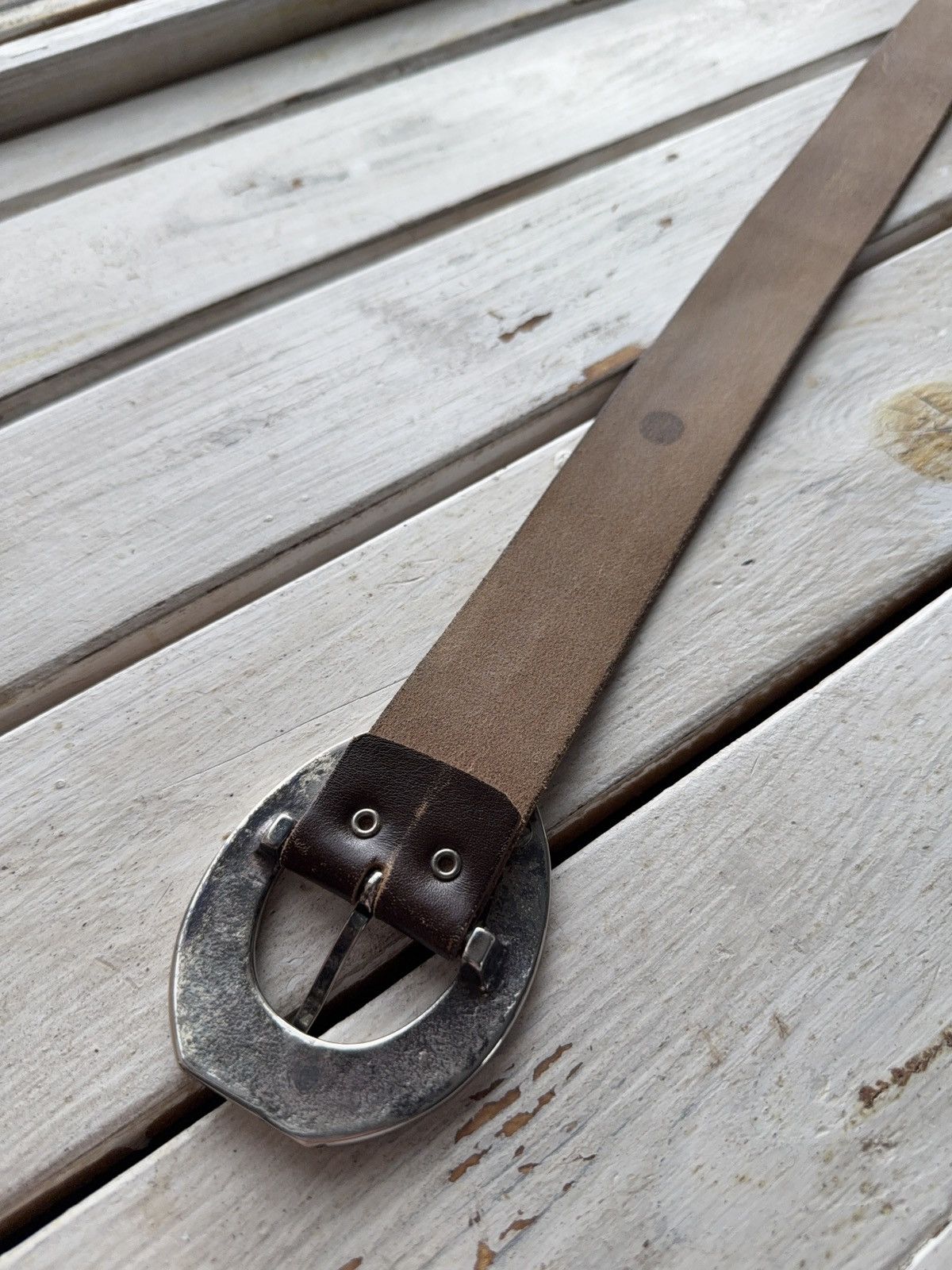 Designer × Leather × Vintage VTG 90s Rashmoteka Swiss Leather Belt Horseshoe Buckle Size ONE SIZE - 7 Thumbnail