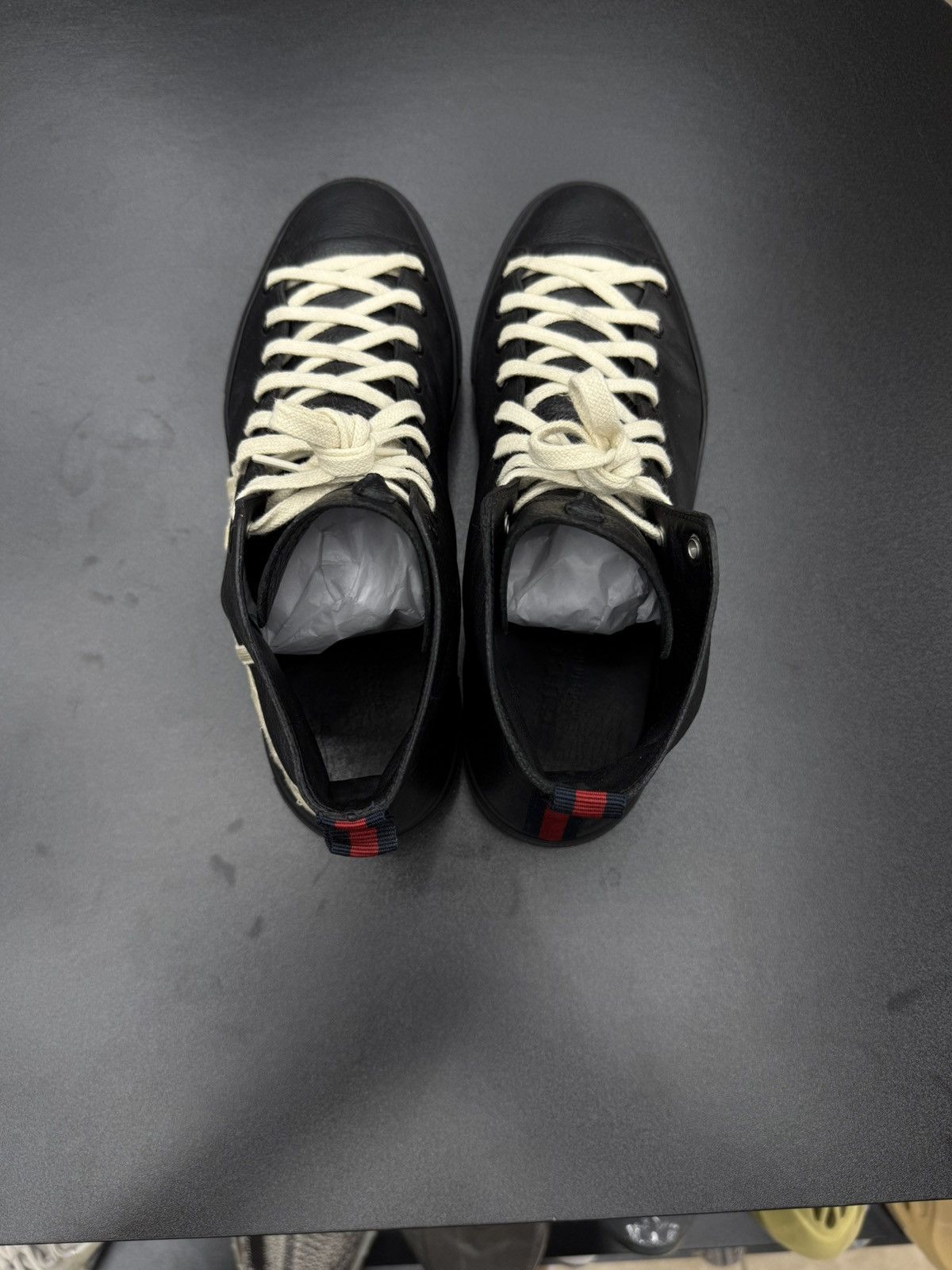 Gucci Gucci Men's Black Blind For Love Leather High Top Sneaker Size US 11 / EU 44 - 14 Thumbnail