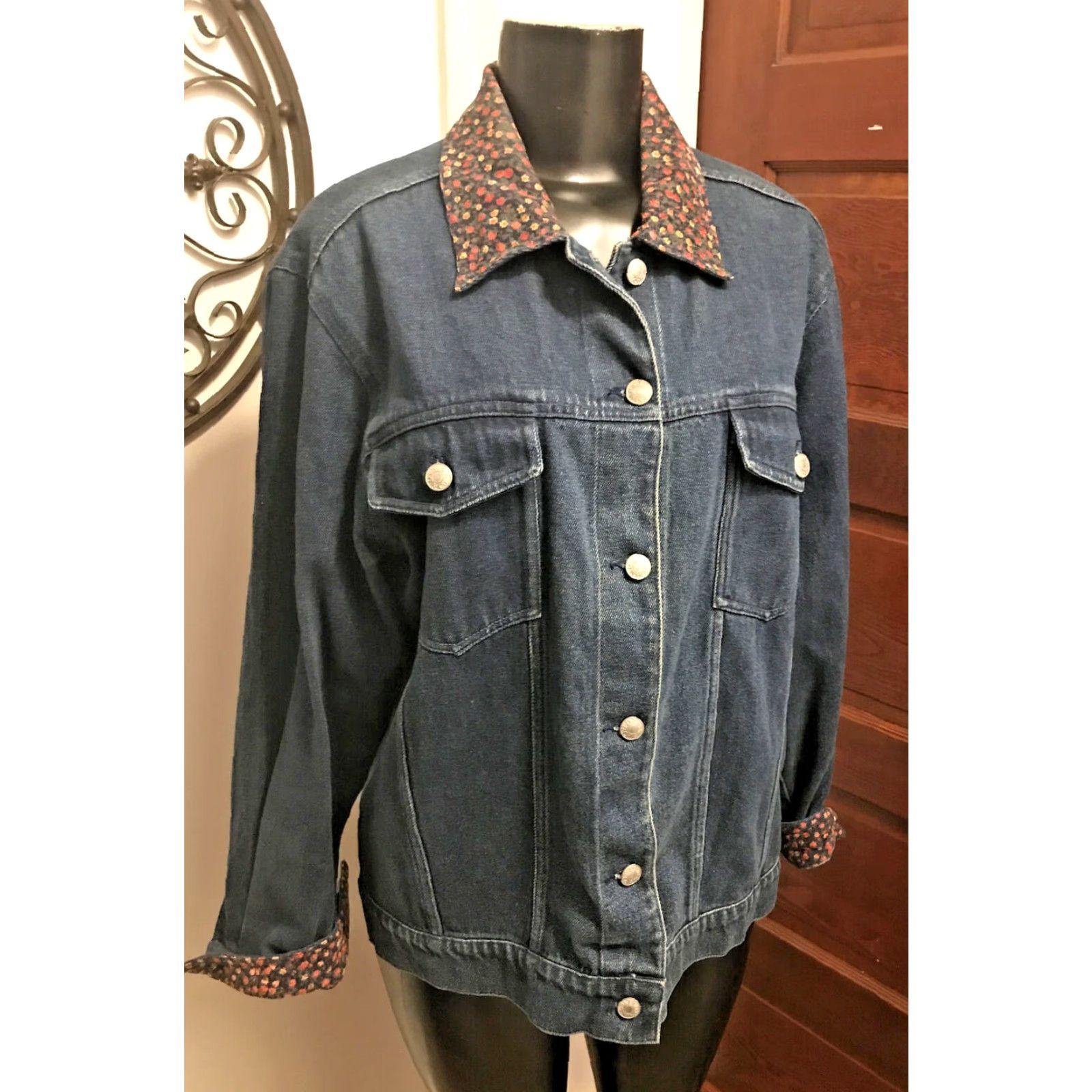 Denim & Co. Denim Patchwork Jacket 100% Cotton M Denim & Co Size M / US 6-8 / IT 42-44 - 3 Thumbnail