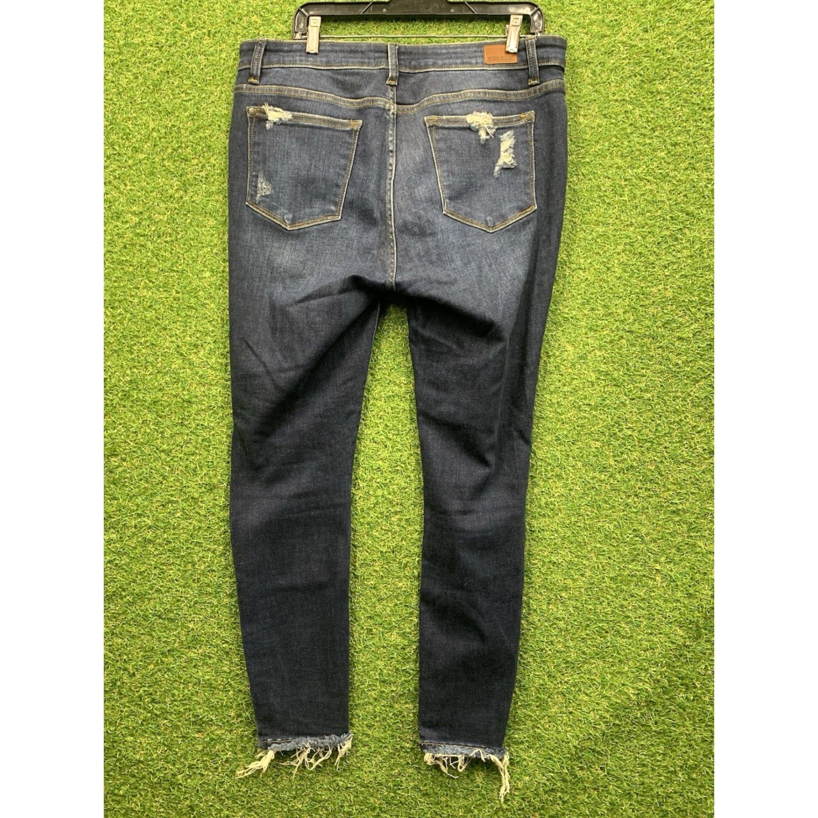 Vintage Judy Blue Jeans Womens 15/32 Skinny Fit JB82210DK Distressed Raw Hem Dark Wash Size 36" / US 14 / IT 50 - 2 Thumbnail