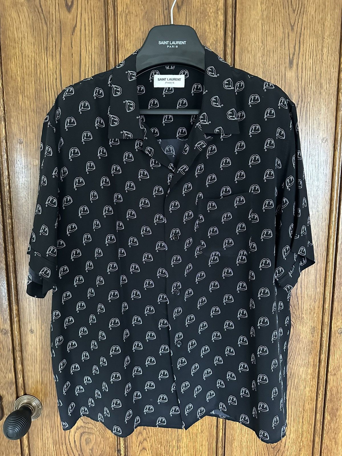 Pre-owned Saint Laurent Ss14 Grail  Bloodluster Silk Shirt Hedi In Black