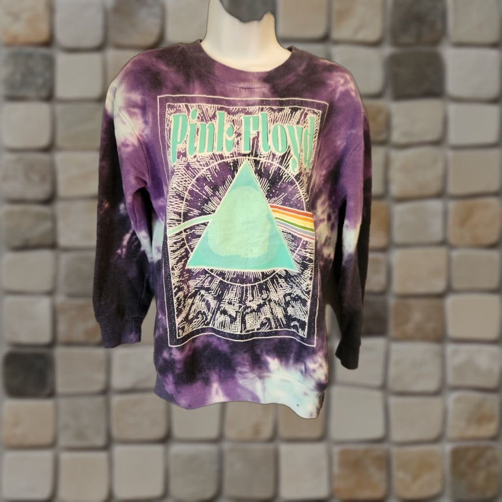 Vintage Pink Floyd Sweatshirt Women S Long Sleeve Crew Neck Tie Dye Graphic Purple - Logo, Pullover, Cotton-Polyester, Regular Fit, Casual, Fall Winter Spring Size S / US 4 / IT 40 - 1 Thumbnail