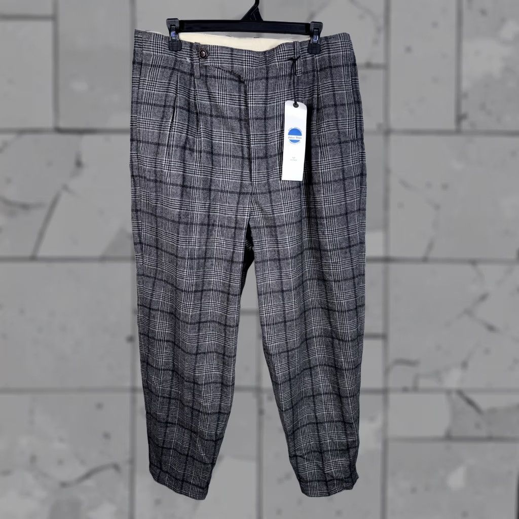 Vintage Labour Union Pants Men 34 Gray Wool Trousers Plaid Pleated Button Fly 34X29 NEW Size US 34 / EU 50 - 1 Thumbnail