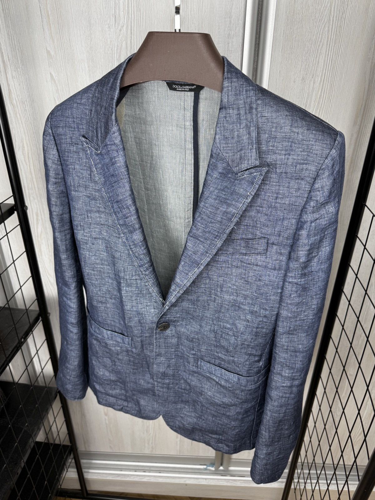 Dolce & Gabbana Dolce & Gabbana blue linen distressed made in Italy blazer Size 36R - 7 Thumbnail