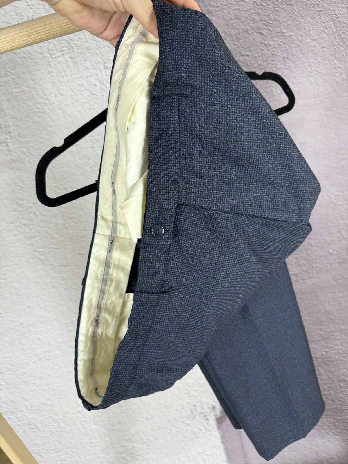 Paoloni Paoloni blue checkered wool 2 button suit made in Italy Size 44R - 17 Thumbnail