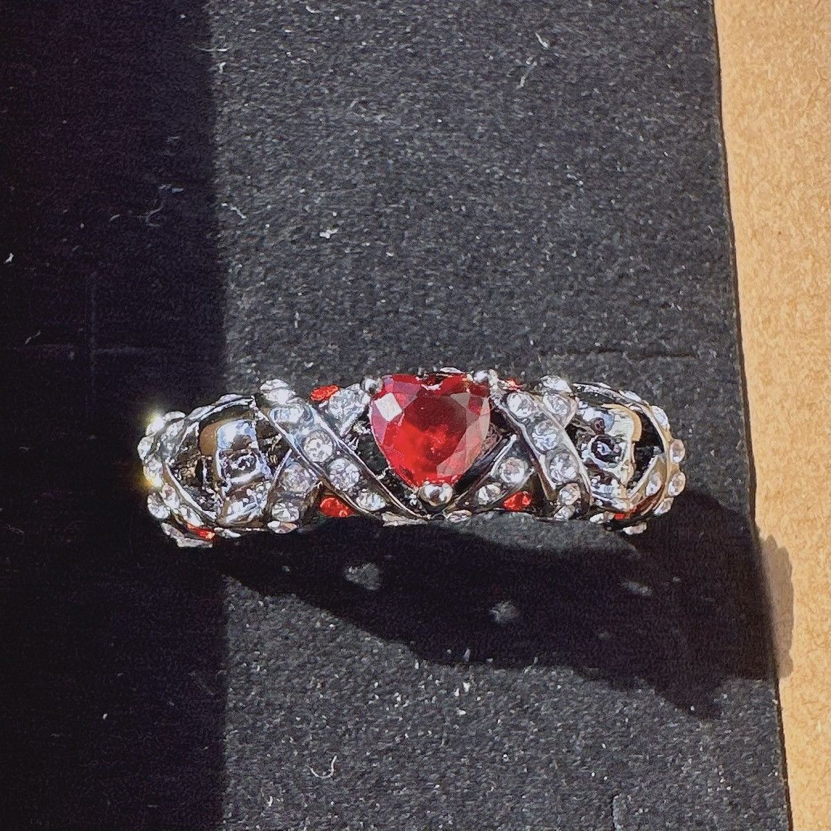 Designer Halloween red diamond heart crystal paved skeleton black Size ONE SIZE - 3 Thumbnail