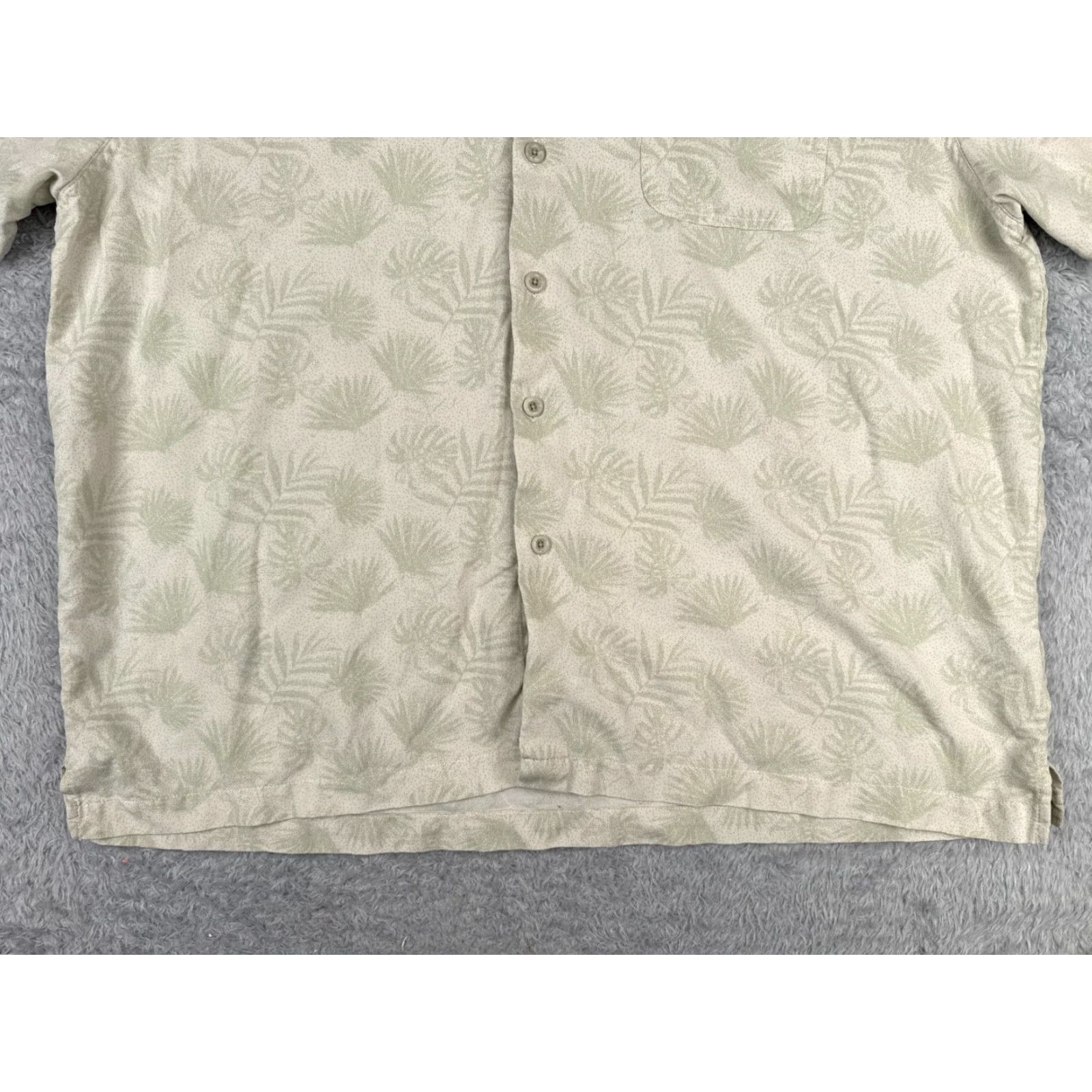 Nat Nast Nat Nast Shirt Mens XL Beige Green Palm Leaf Print Silk Blend Hawaiian Button-Up Casual Shirt Size US XL / EU 56 / 4 - 7 Thumbnail