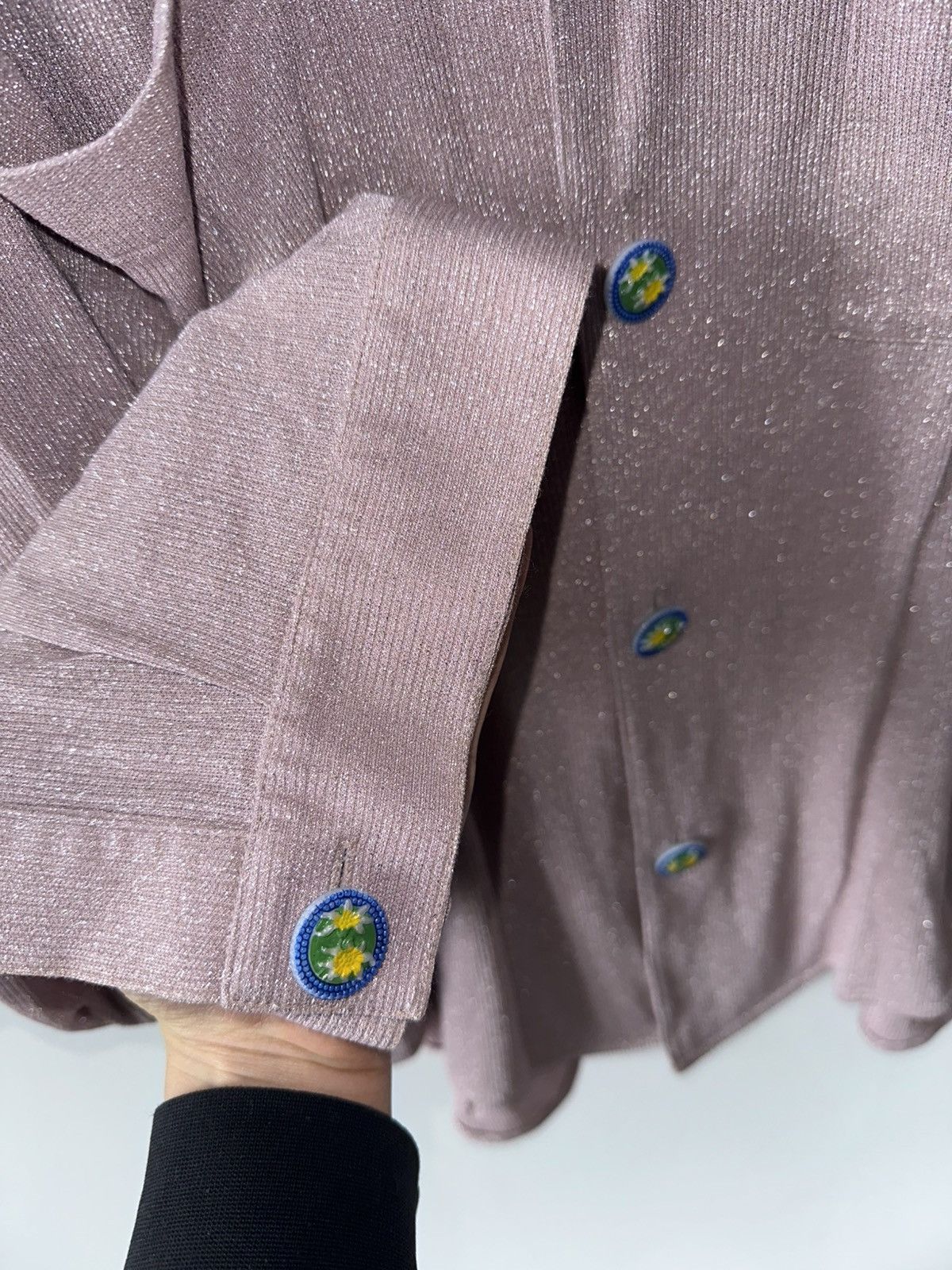Other Lurex shirt glass buttons with flowers Size US XL / EU 56 / 4 - 7 Thumbnail