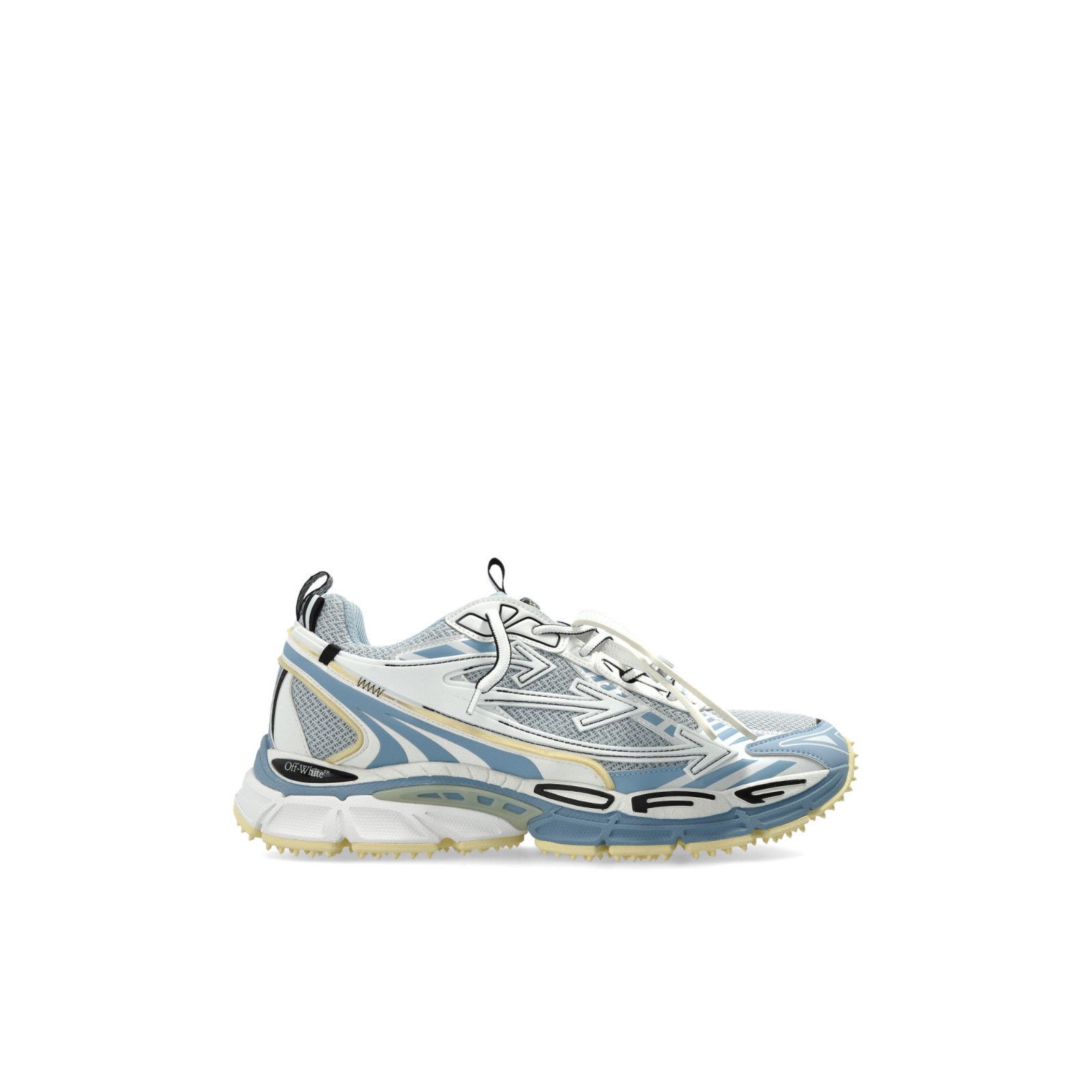 OFF-WHITE Ow Be Right Back Blue Leather Sneakers New & Authe