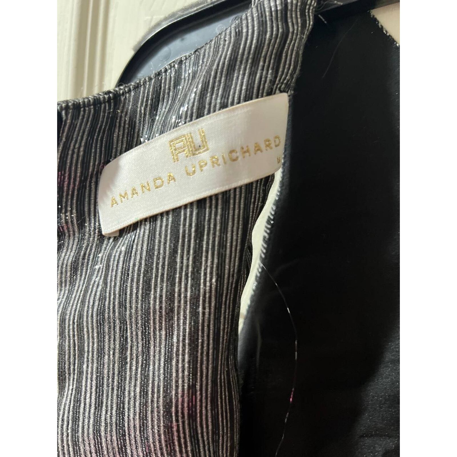 Amanda Uprichard Amanda Uprichard Shiny Metallic Silver Striped M A000087 Size M / US 6-8 / IT 42-44 - 4 Thumbnail
