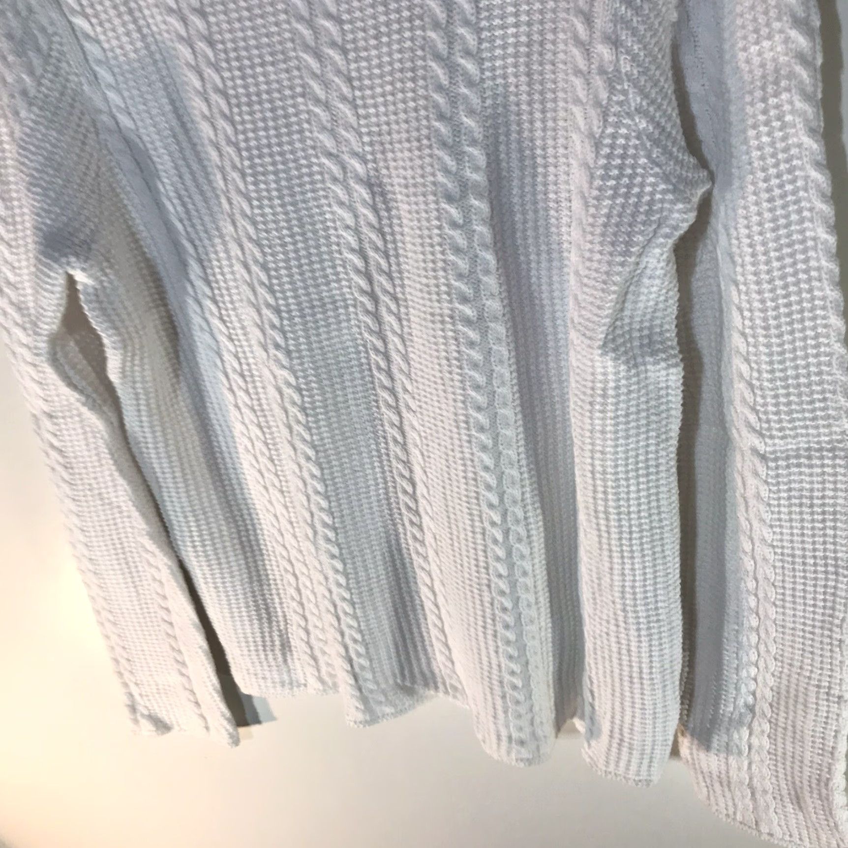 Vintage Jeanne Pierre Women's Sweater Pullover V-Neck Cable Knit Long Sleeve Casual Fall Winter Size L White Size L / US 10 / IT 46 - 6 Thumbnail