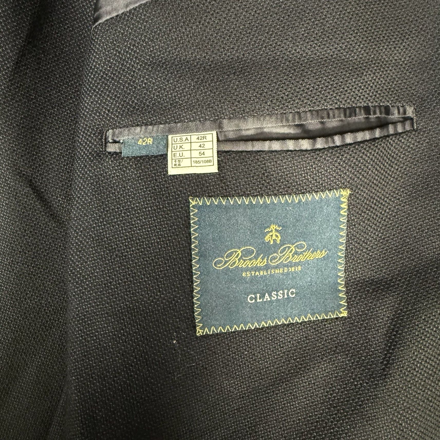 Brooks Brothers Brooks Brothers Classic Blazer Jacket Mens 42R Wool Navy Blue Single-Breasted Two-Button 2 Piece Slim Regular Casual Business Coat Size 42R - 6 Thumbnail