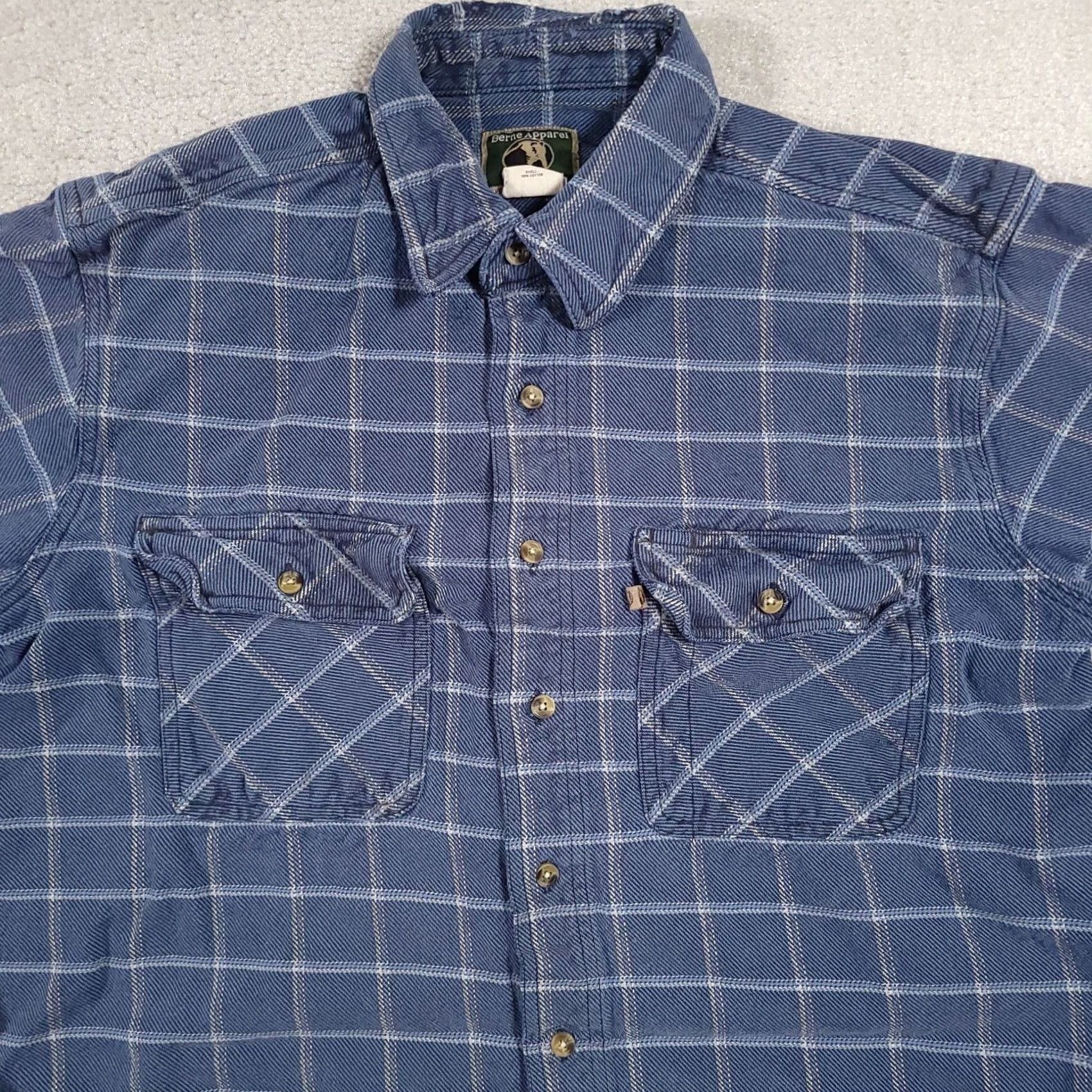 Vintage VINTAGE Berne Apparel Shirt Mens LT Button Up Flannel Shacket Shirt Jacket Heavy Blue Size US L / EU 52-54 / 3 - 3 Thumbnail