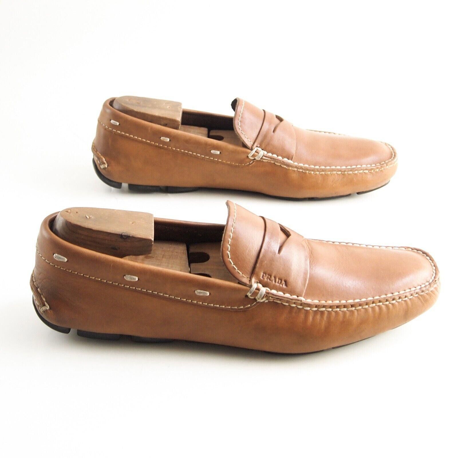Prada Prada Penny Driving Loafers Brown Leather Mens US 9 EU 42 Size US 9 / EU 42 - 4 Thumbnail