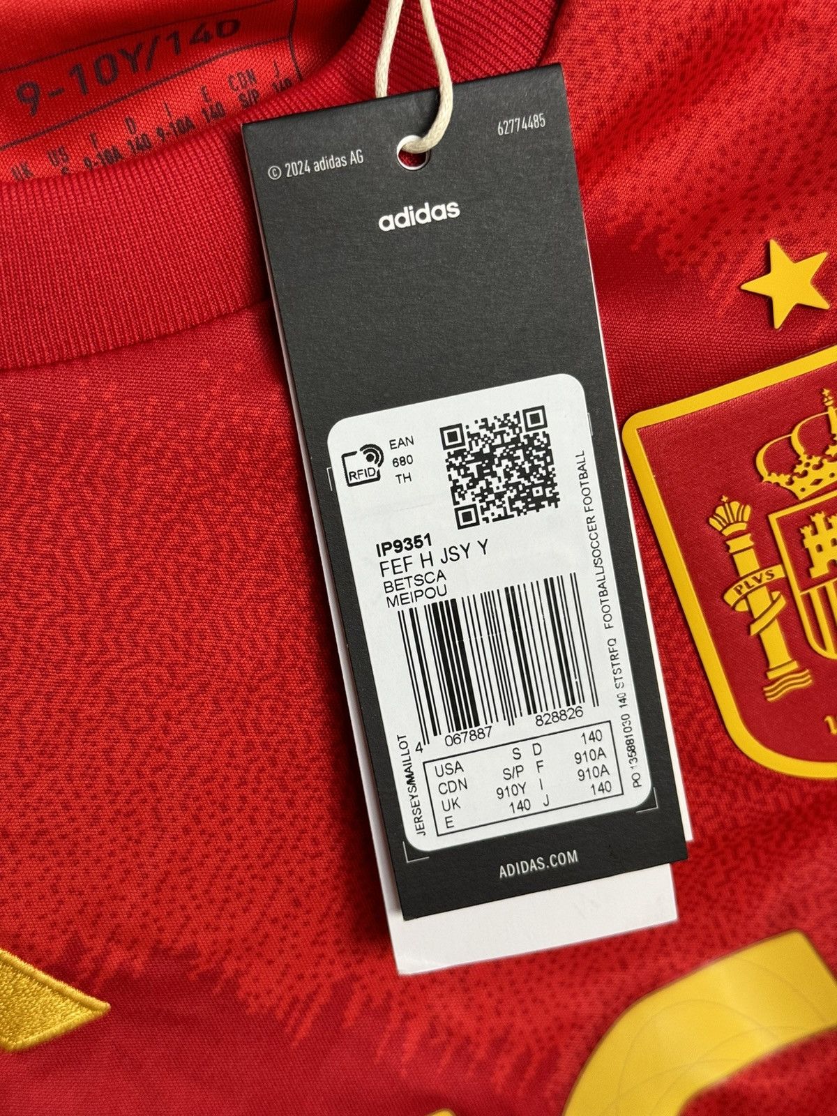 Adidas KIDS New Spain 24/25 Home Rodri Football Jersey T-Shirt Size US XS / EU 42 / 0 - 12 Thumbnail