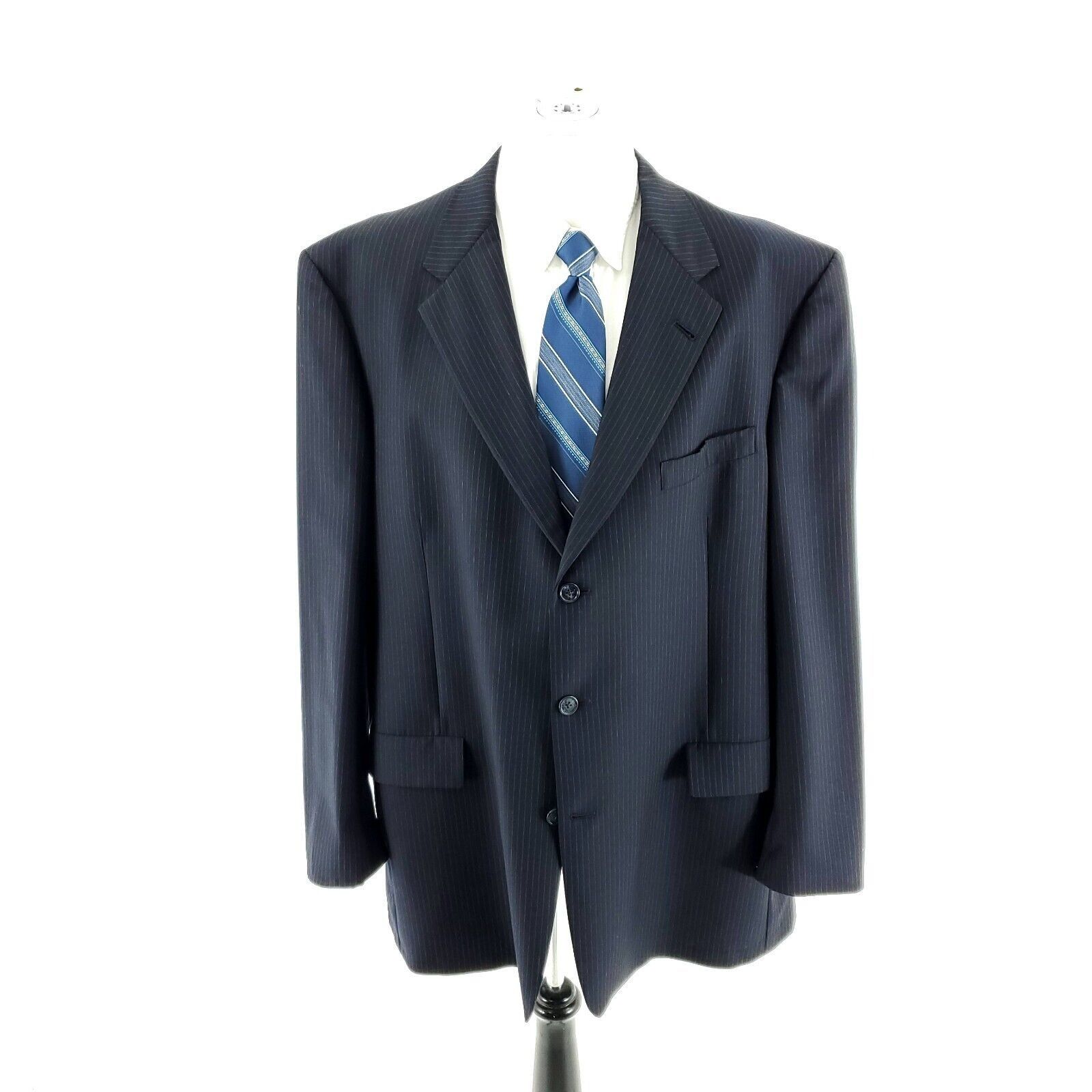 Hart Schaffner Marx DAMAGED Hart Schaffner Marx Wool 3 Button Suit Jacket 46L Bl Size 46L - 3 Thumbnail