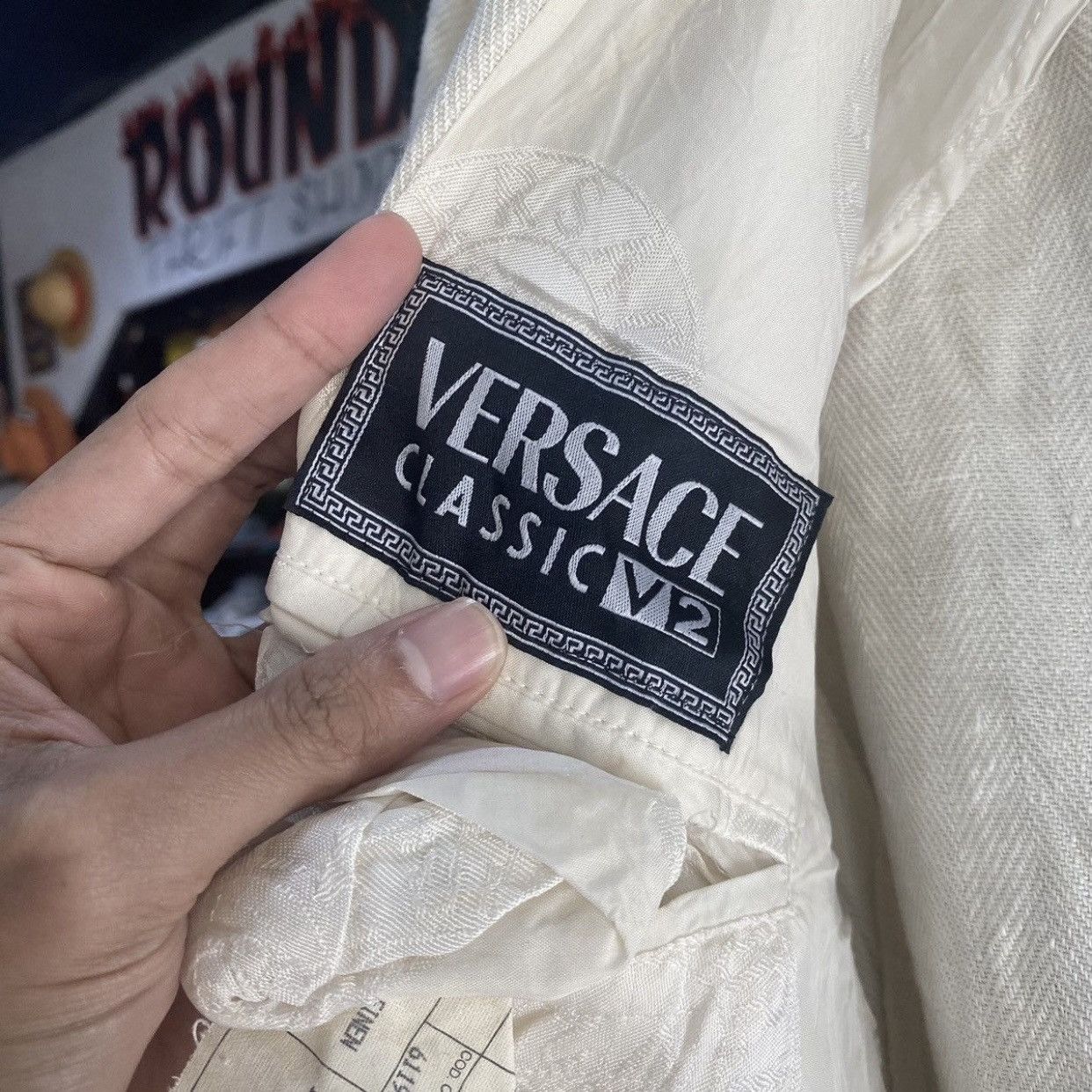 Versace Vintage Versace Classic V2 MandarinCollarLinenSingleBreasted Size US L / EU 52-54 / 3 - 11 Thumbnail