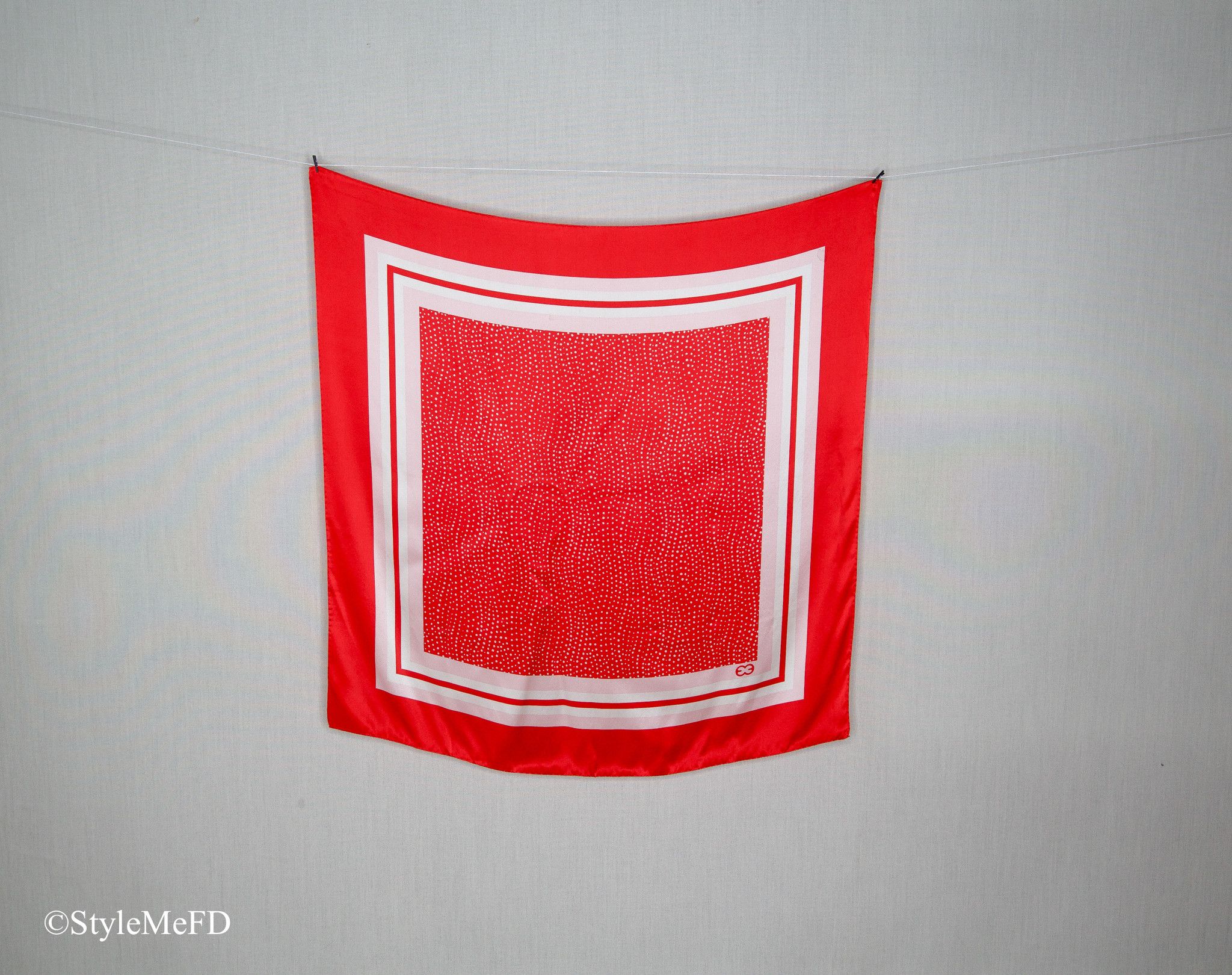 ESCADA VINTAGE 1980s Red & White 100% Silk Scarf