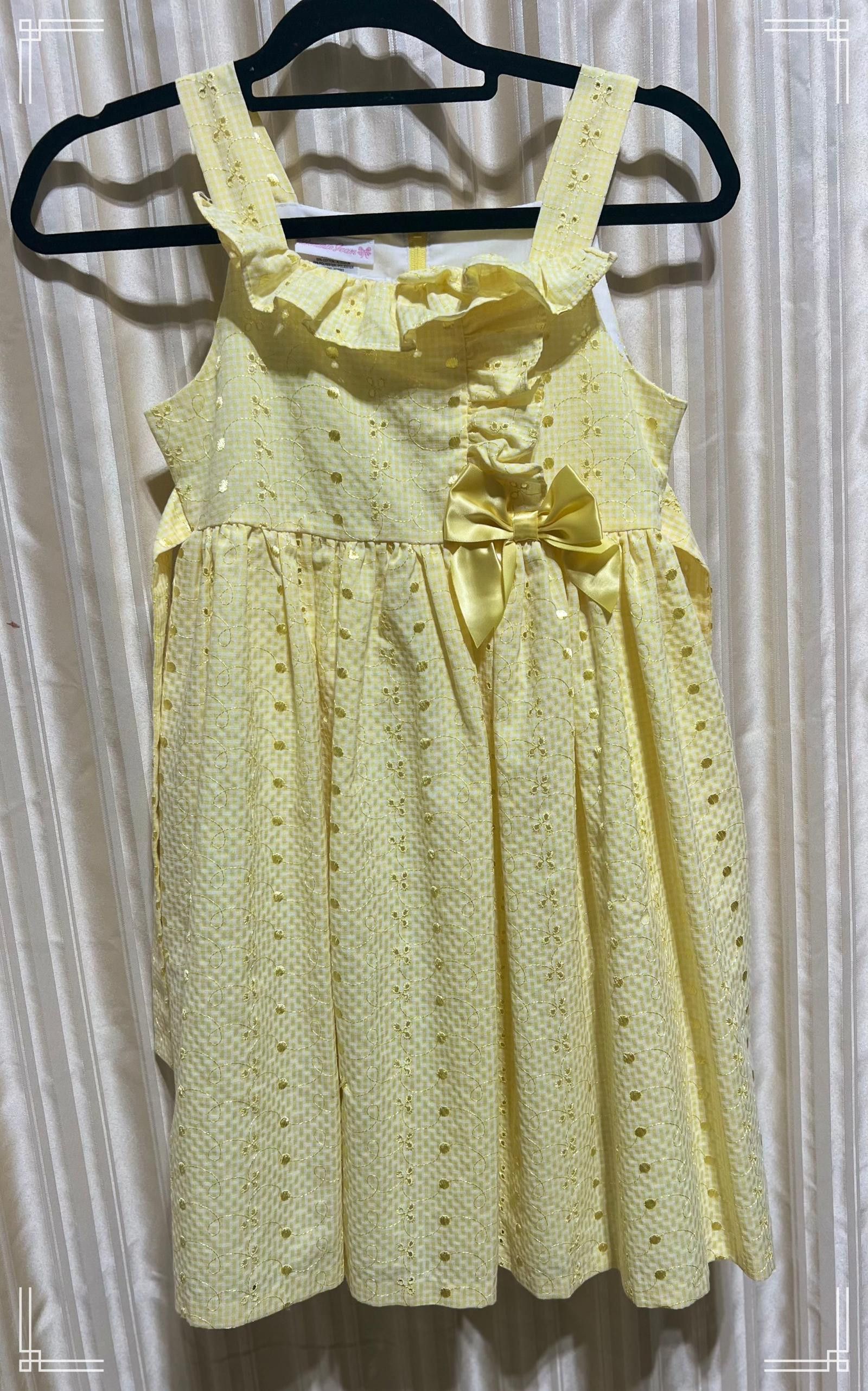 Designer Girl’s Yellow Sleeveless Eyelet Dress with Bow Size 12 Size XXS / US 00 / IT 34 - 2 Thumbnail