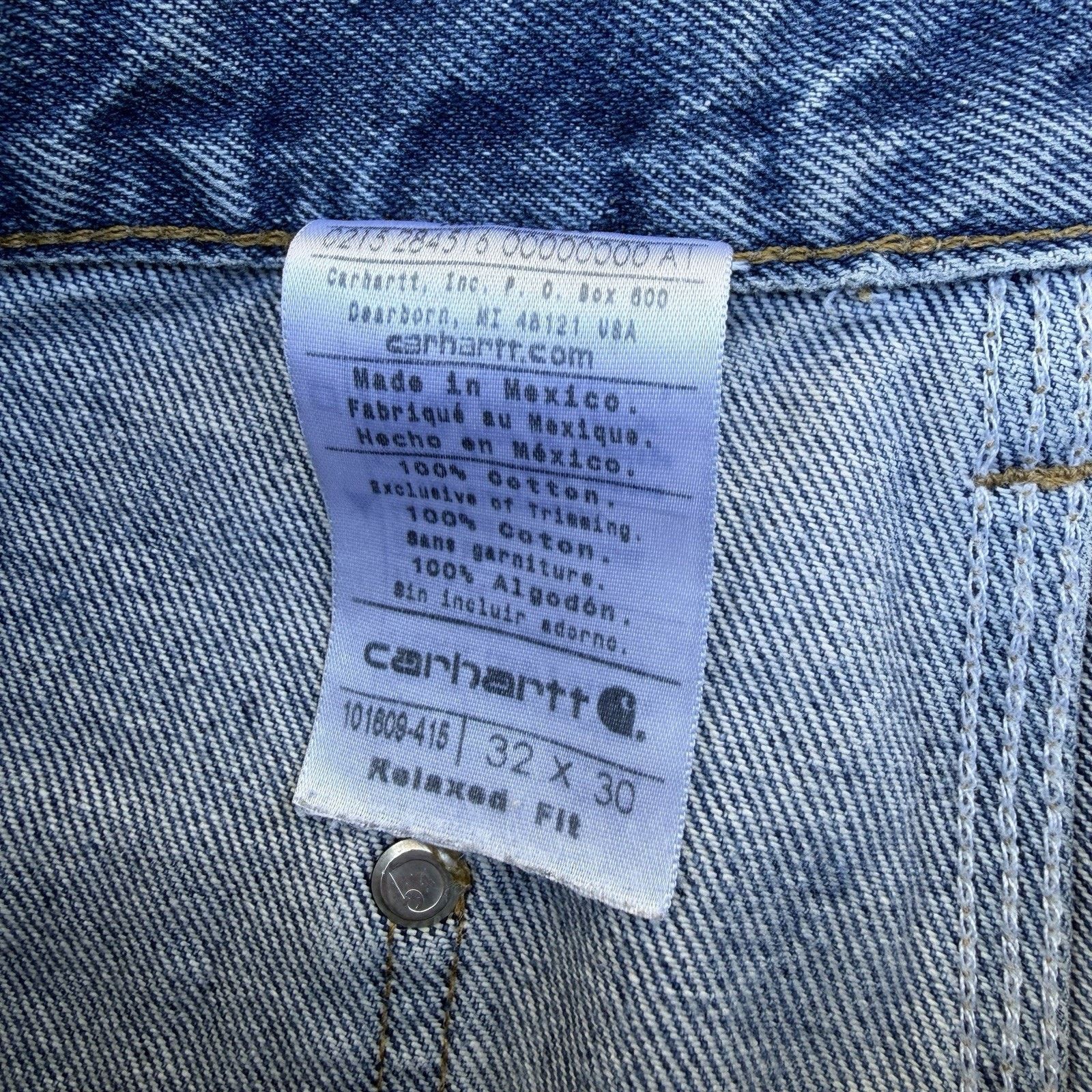 Carhartt × Essentials × Vintage Vintage Carhartt Faded Blue Denim Double Knees 32x30 Grunge Size US 32 / EU 48 - 7 Thumbnail