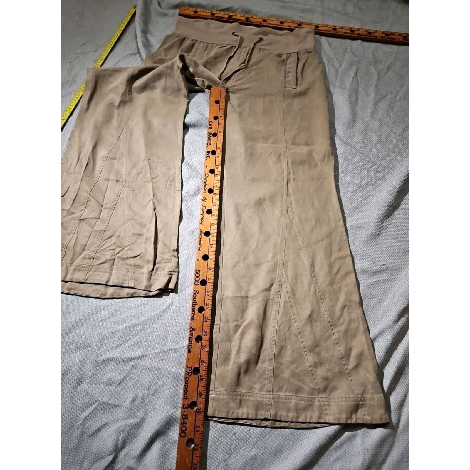 Soft Surroundings Soft Surroundings Pants Womens Size 5 Beige Pull On Wide Leg Flare Drawstring Knit Relaxed Inseam 30 in Beiges Womens Pants Size 27" / US 4 / IT 40 - 7 Thumbnail